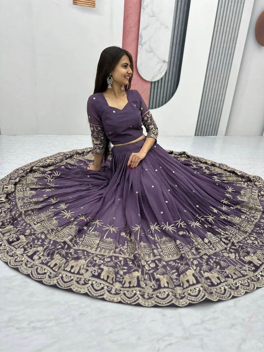 all about you Embroidered Thread Work Semi-Stitched Lehenga & Blouse With Dupatta thumbnail 5