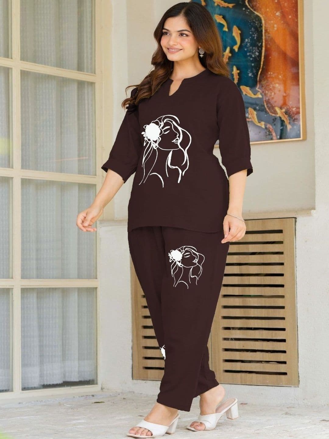 Naida Printed Top with Trousers - view 1