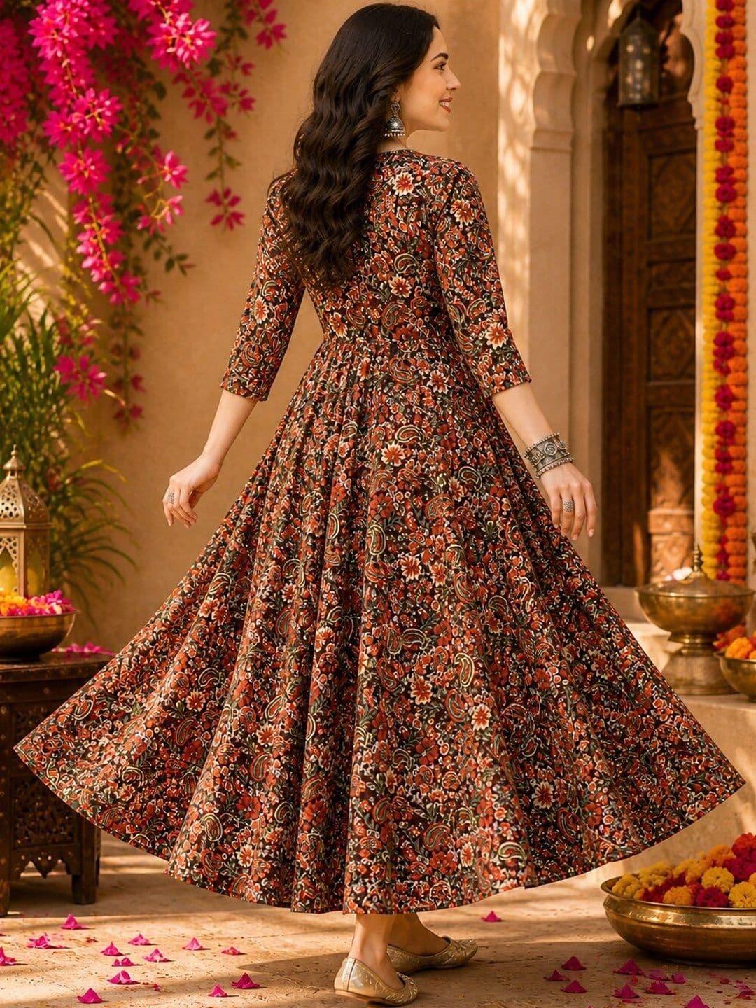 Anouk Mirage Floral Printed Indie Prints Anarkali Kurta thumbnail 3