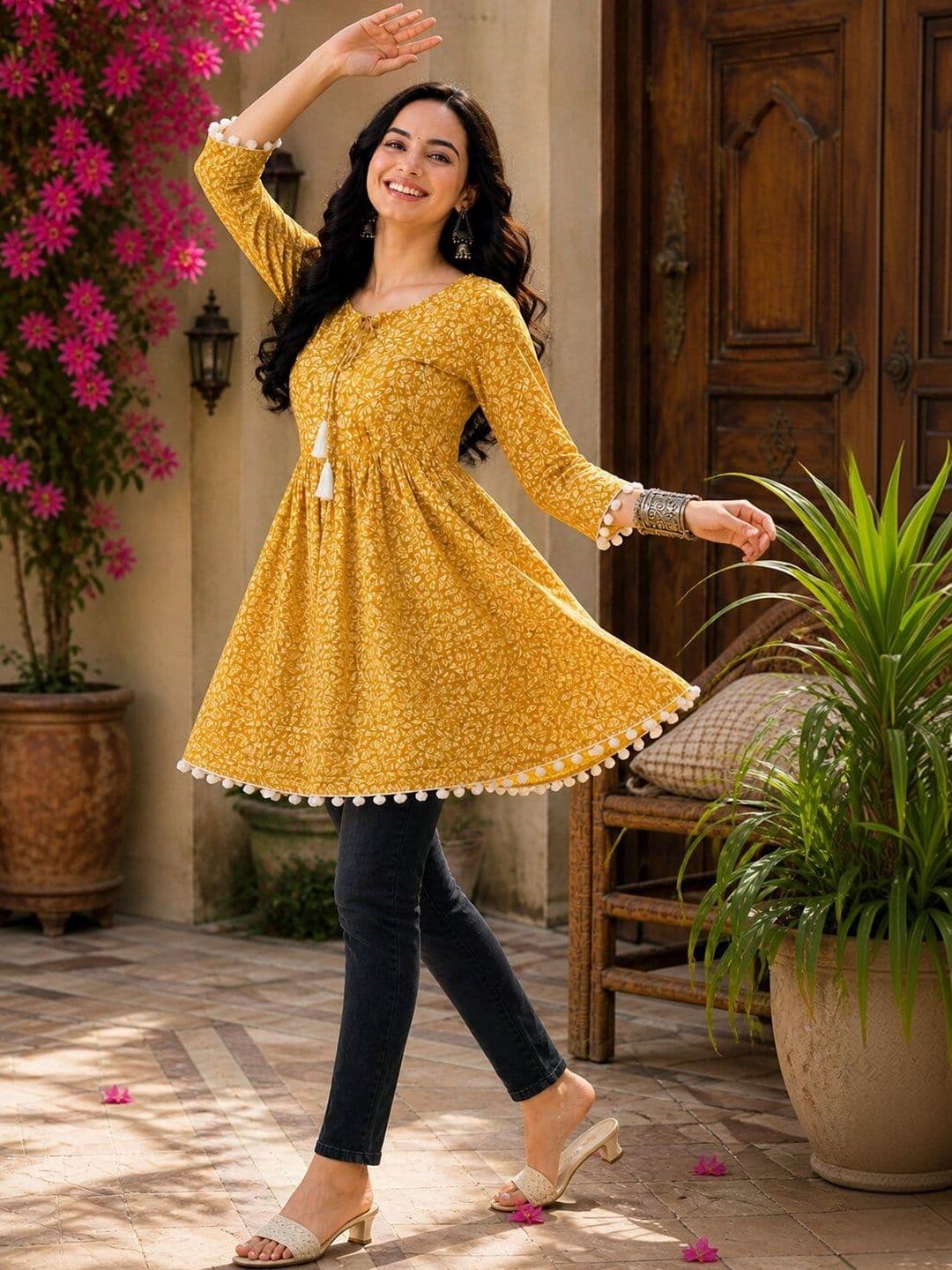 METAFAB Botanical Printed Handloom Empire Kurti thumbnail 3