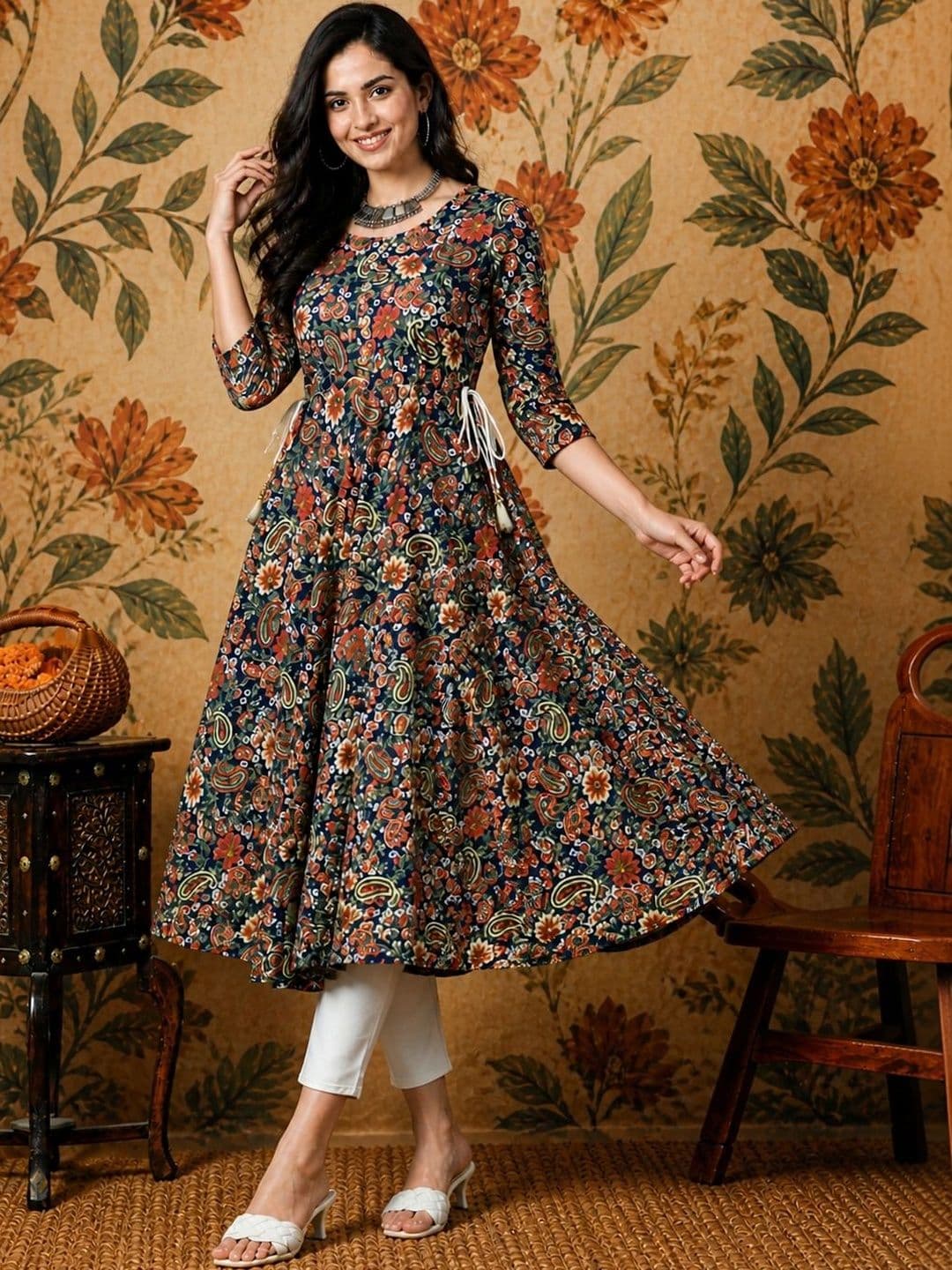 Anouk Mirage Floral Printed Indie Prints Anarkali Kurta thumbnail 4