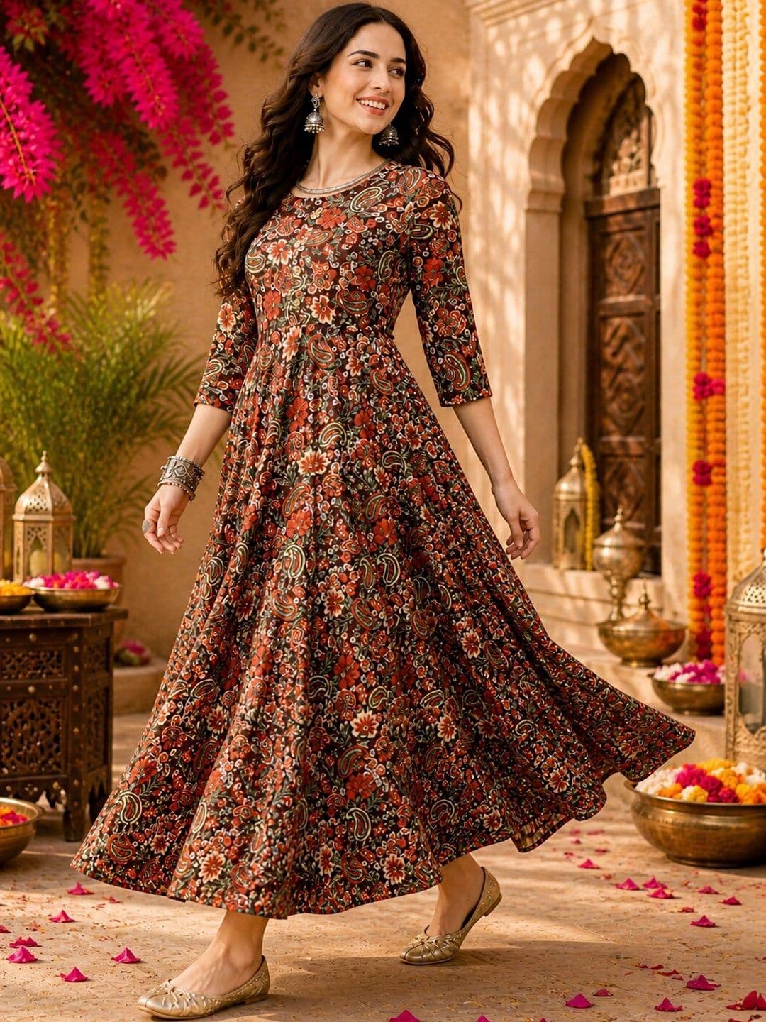 Anouk Mirage Floral Printed Indie Prints Anarkali Kurta thumbnail 6