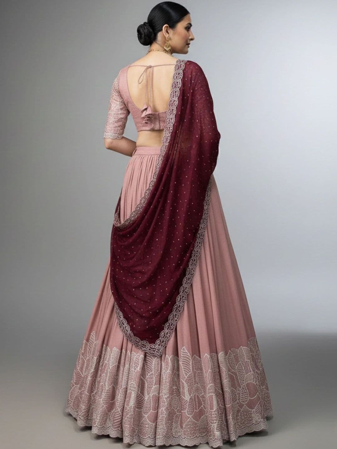 all about you Embellished Thread Work Semi-Stitched Lehenga & Blouse With Dupatta thumbnail 4