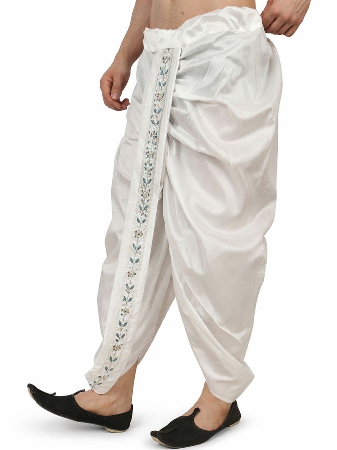 FANZI Men Embroidered Silk Blend Dhoti Pants Dhotis thumbnail 4