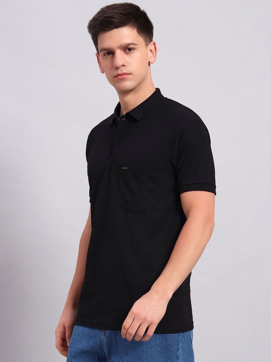 Resilience Black Polo Collar Regular Fit T-shirt thumbnail 5