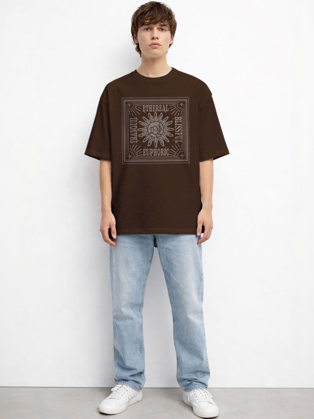 The Roadster Lifestyle Co Printed Organic Cotton Round Neck Oversized Tshirts thumbnail 4