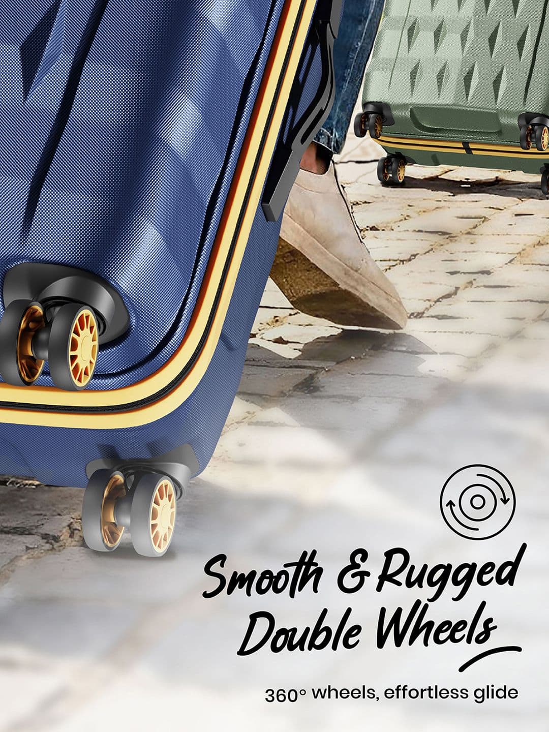 Aristocrat Comet Blue Medium Hard Luggage 66cm Check-in Trolley Bag With Smooth 8-Wheel thumbnail 4