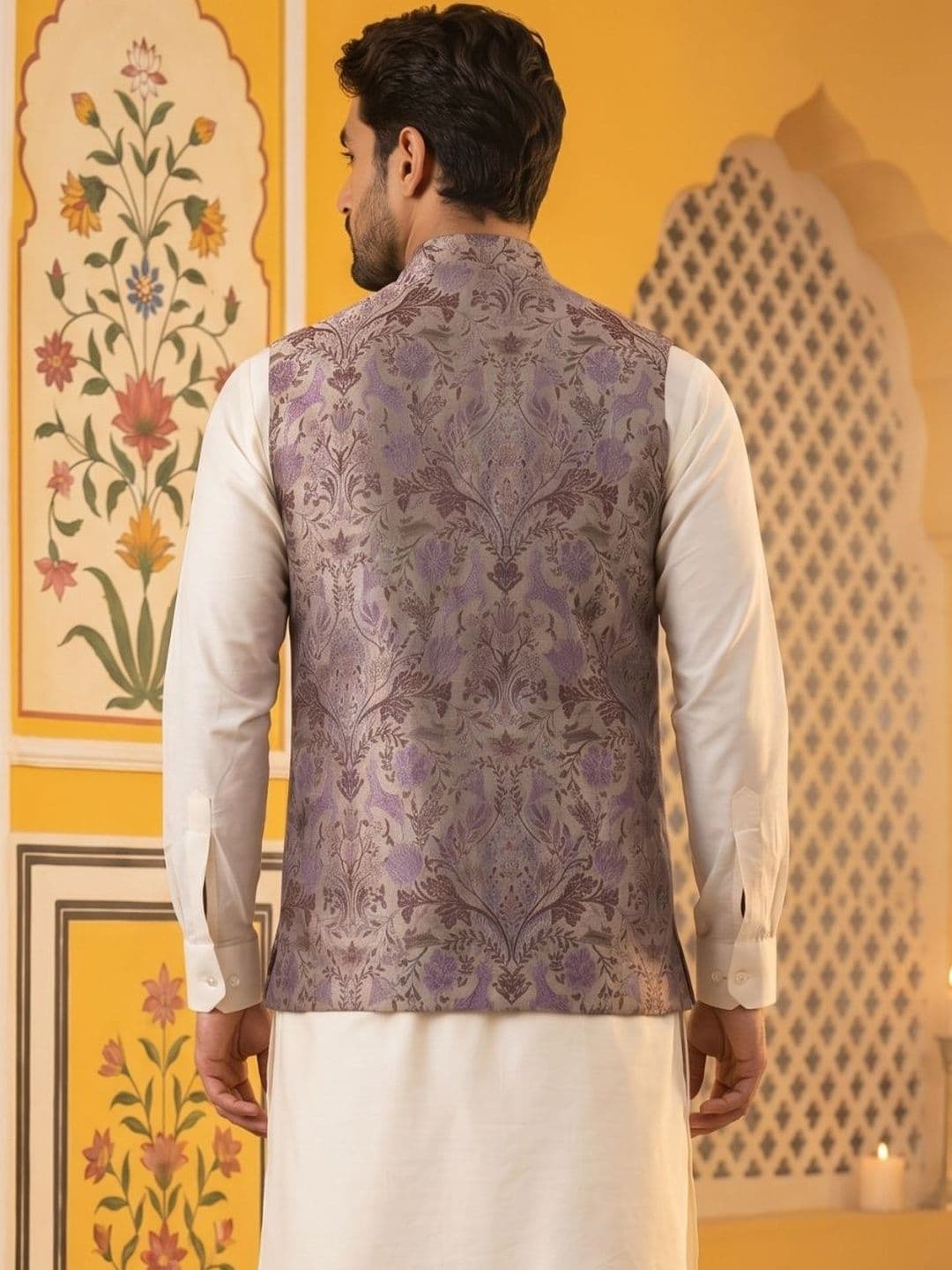 Jompers Printed Satin Nehru Jackets thumbnail 4