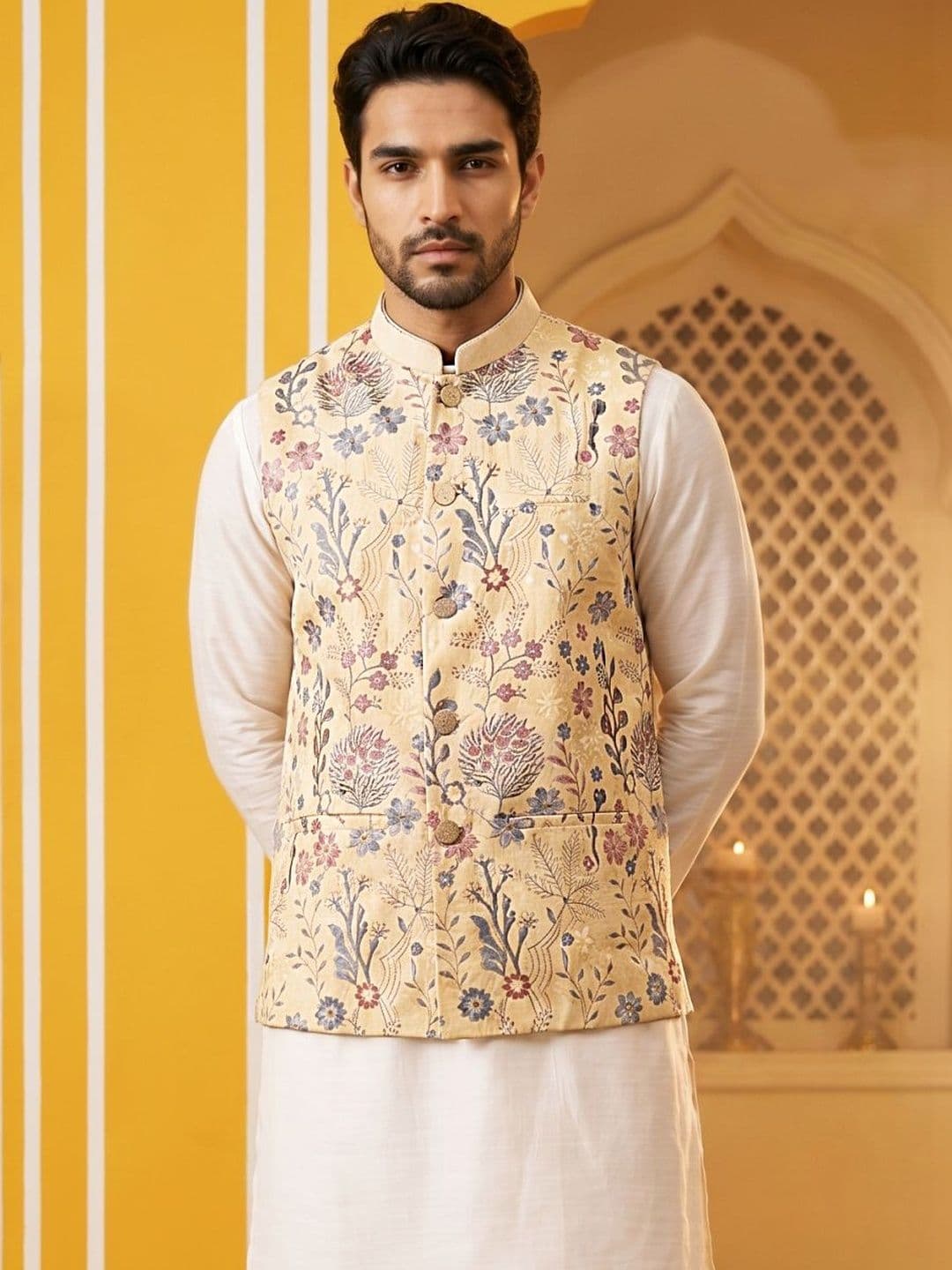 Jompers Printed Satin Nehru Jackets thumbnail 5