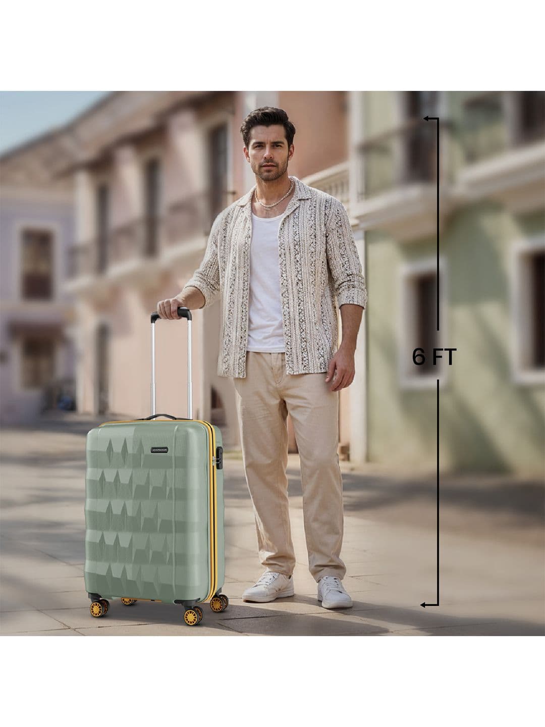 Aristocrat Comet Green Small Hard Luggage 56cm Cabin Trolley Bag with Smooth 8-Wheel thumbnail 5