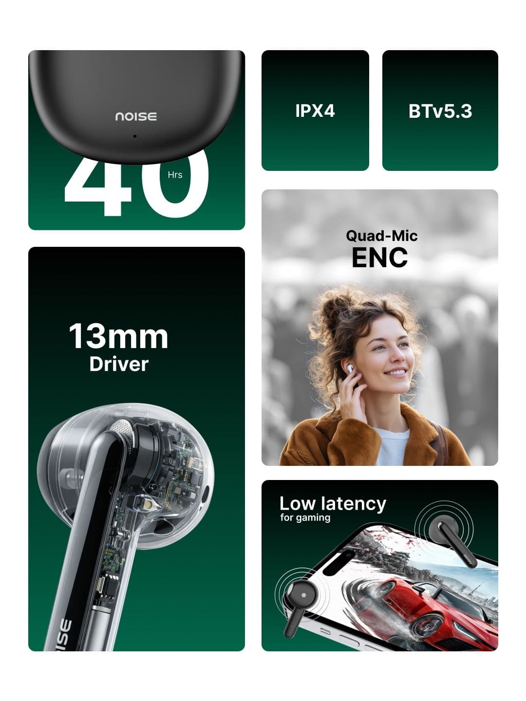 NOISE Buds Mini Truly Wireless v5.3 Bluetooth Earbuds - Snow White thumbnail 9