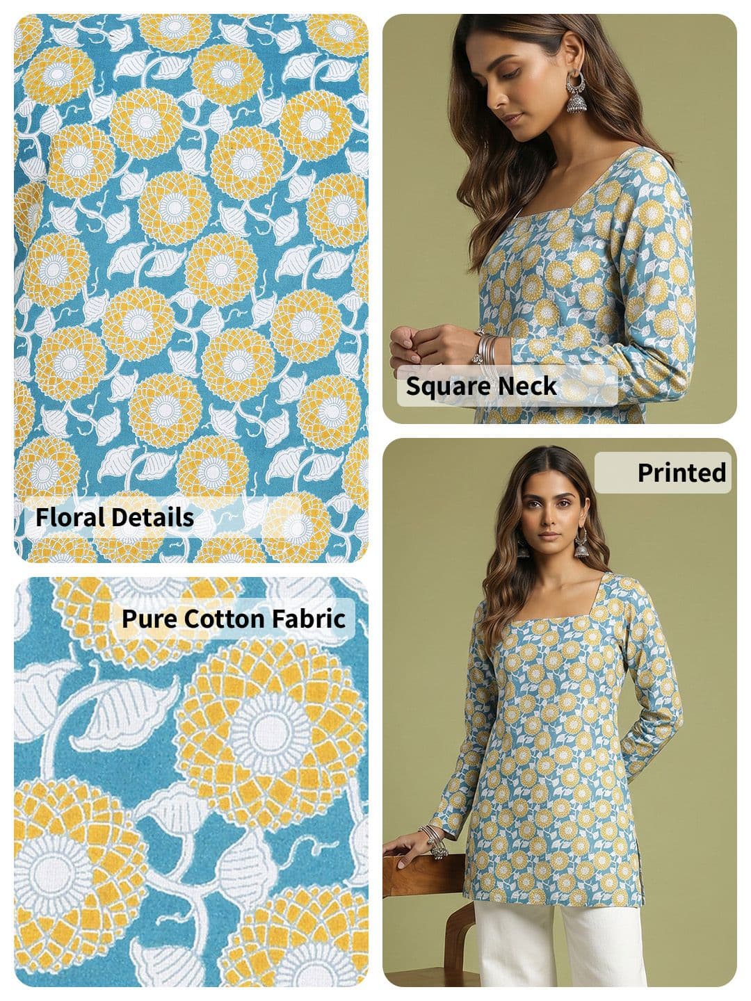 Anouk Floral Printed Pure Cotton Kurti thumbnail 6