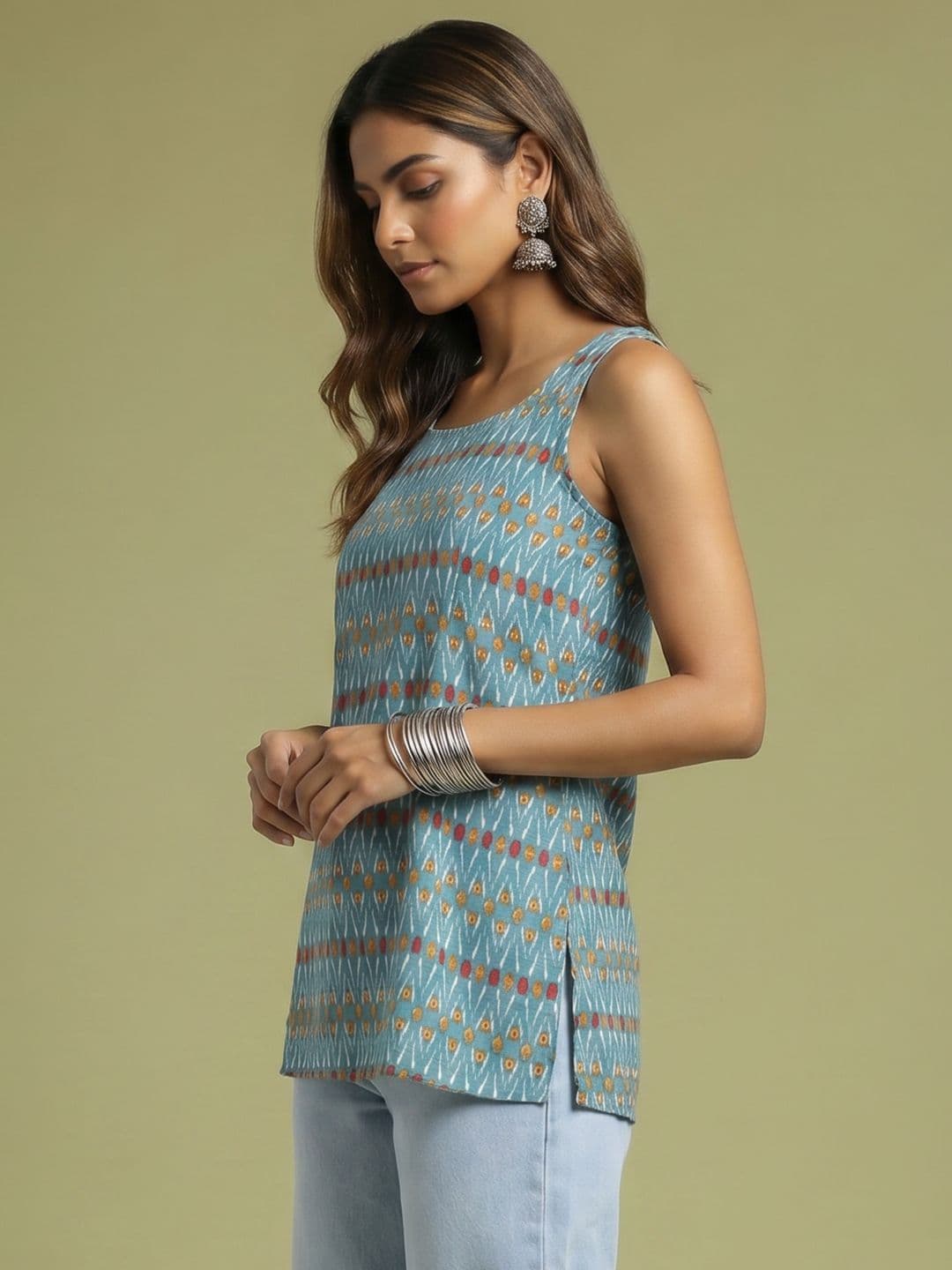 Anouk Abstract Printed Pure Cotton Straight Kurti - view 1