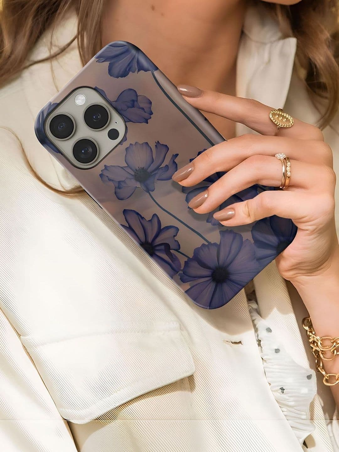 QRIOH Floral Printed iPhone 15 Pro Max Back Case Mobile Accessories thumbnail 3