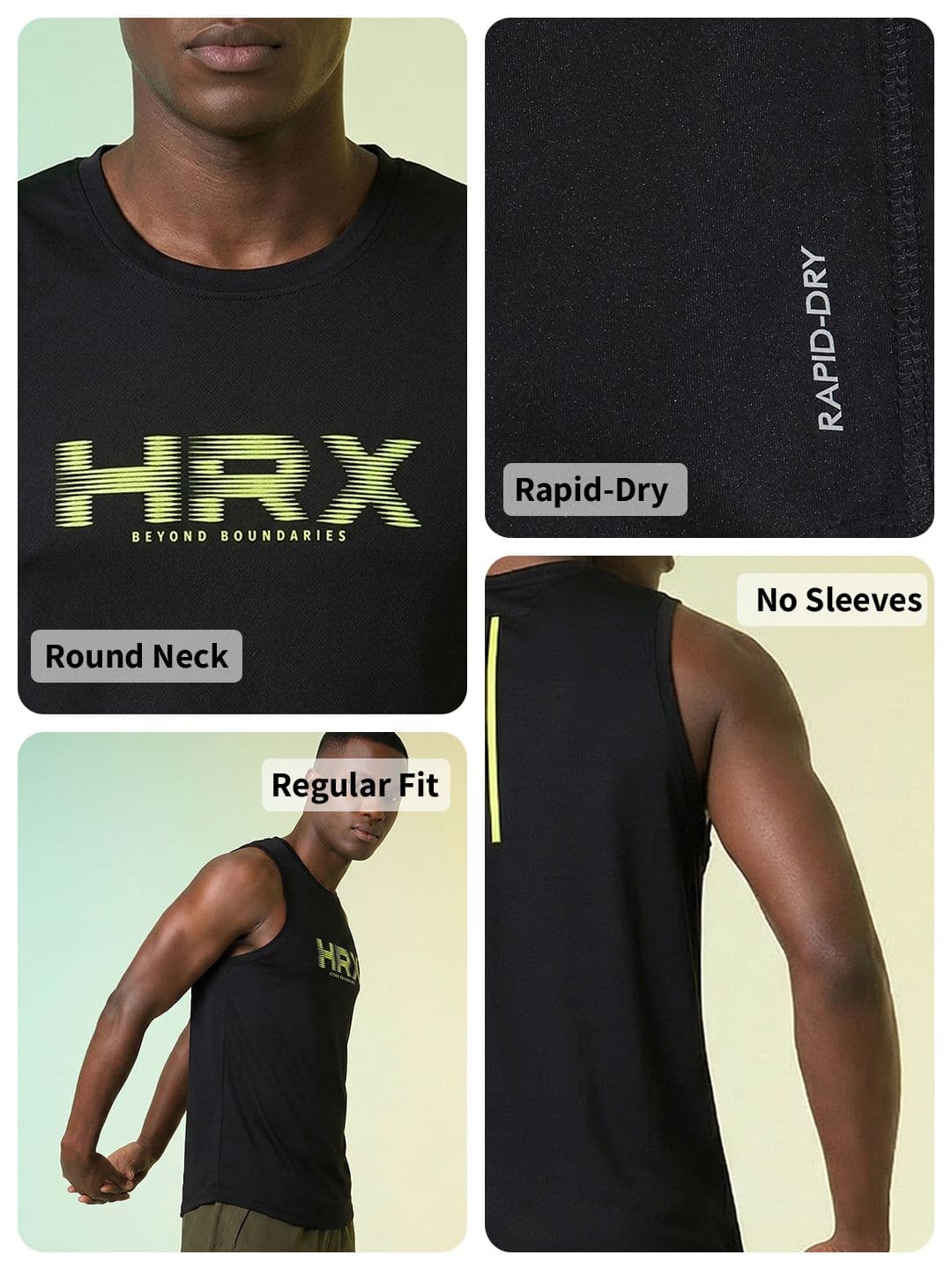 HRX by Hrithik Roshan Brand Logo Printed Rapid Dry Training T-shirt thumbnail 2
