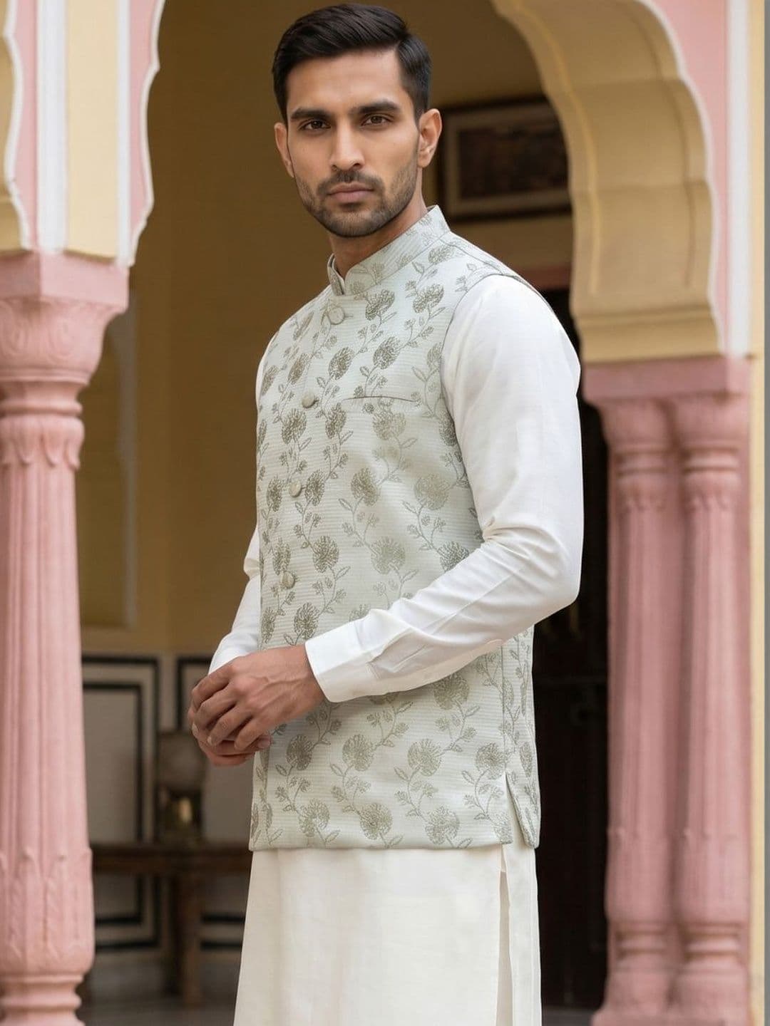 Jompers Printed Satin Nehru Jackets thumbnail 4