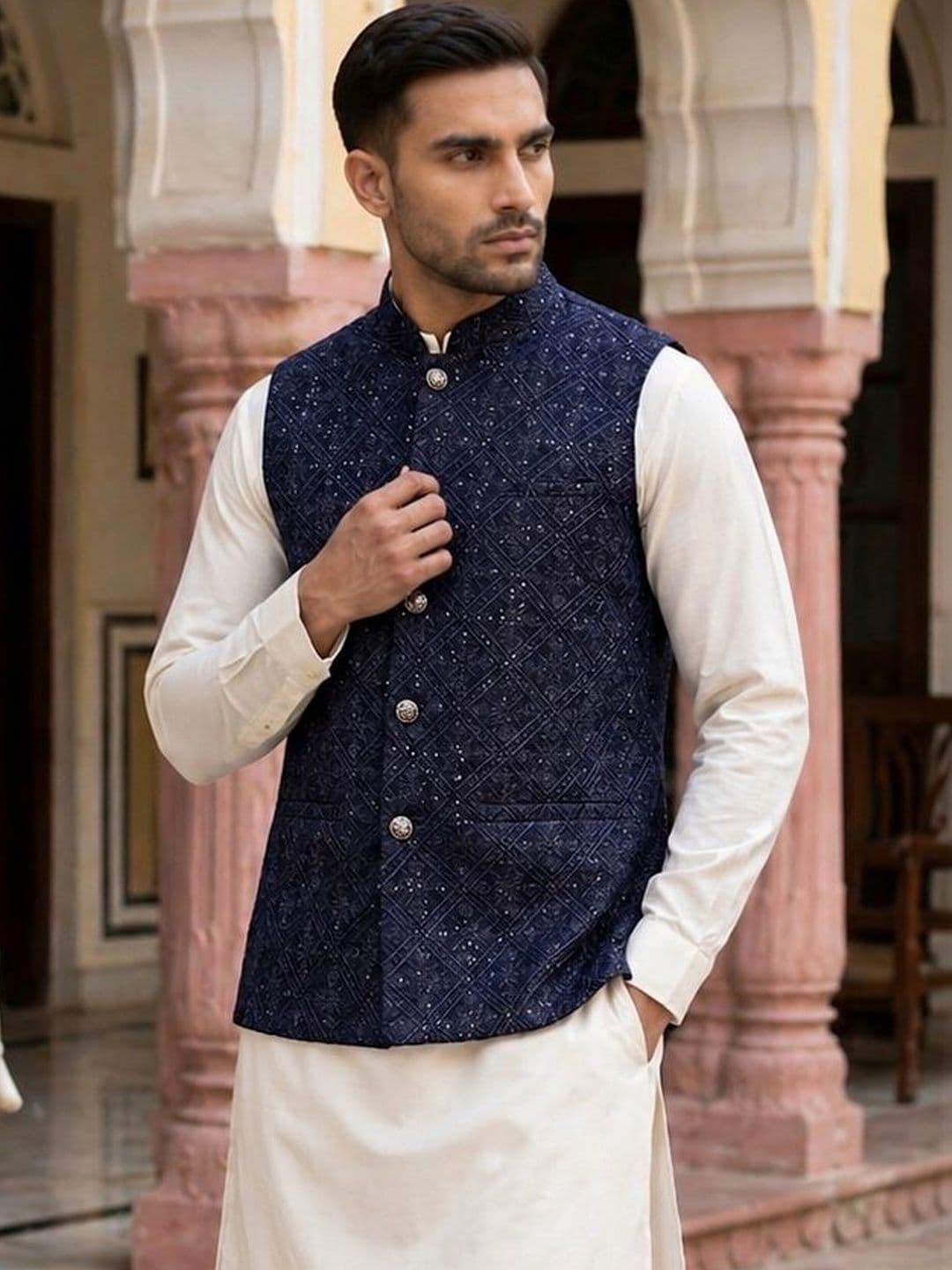 Jompers Printed Satin Nehru Jackets thumbnail 4