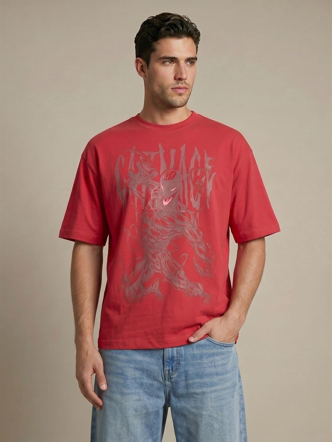 glitchez Venom Graphic Printed Oversized Fit T-shirt - view 1