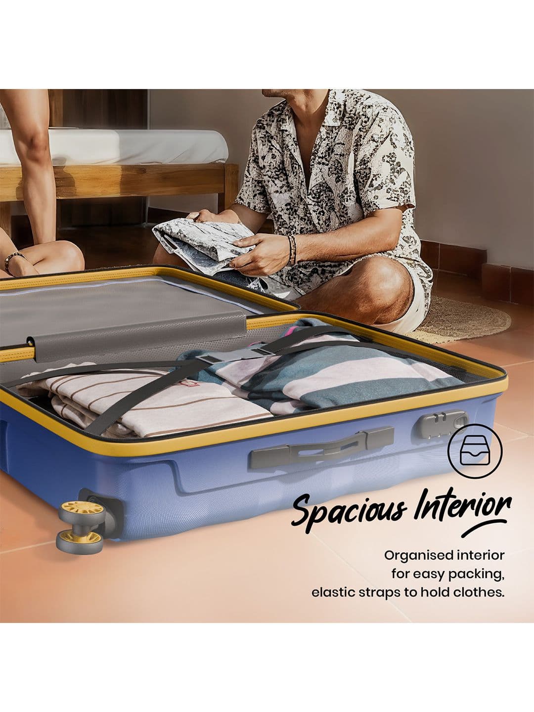 Aristocrat Comet Blue Large Hard Luggage 76cm Check-in Trolley Bag with Smooth 8-Wheel thumbnail 4