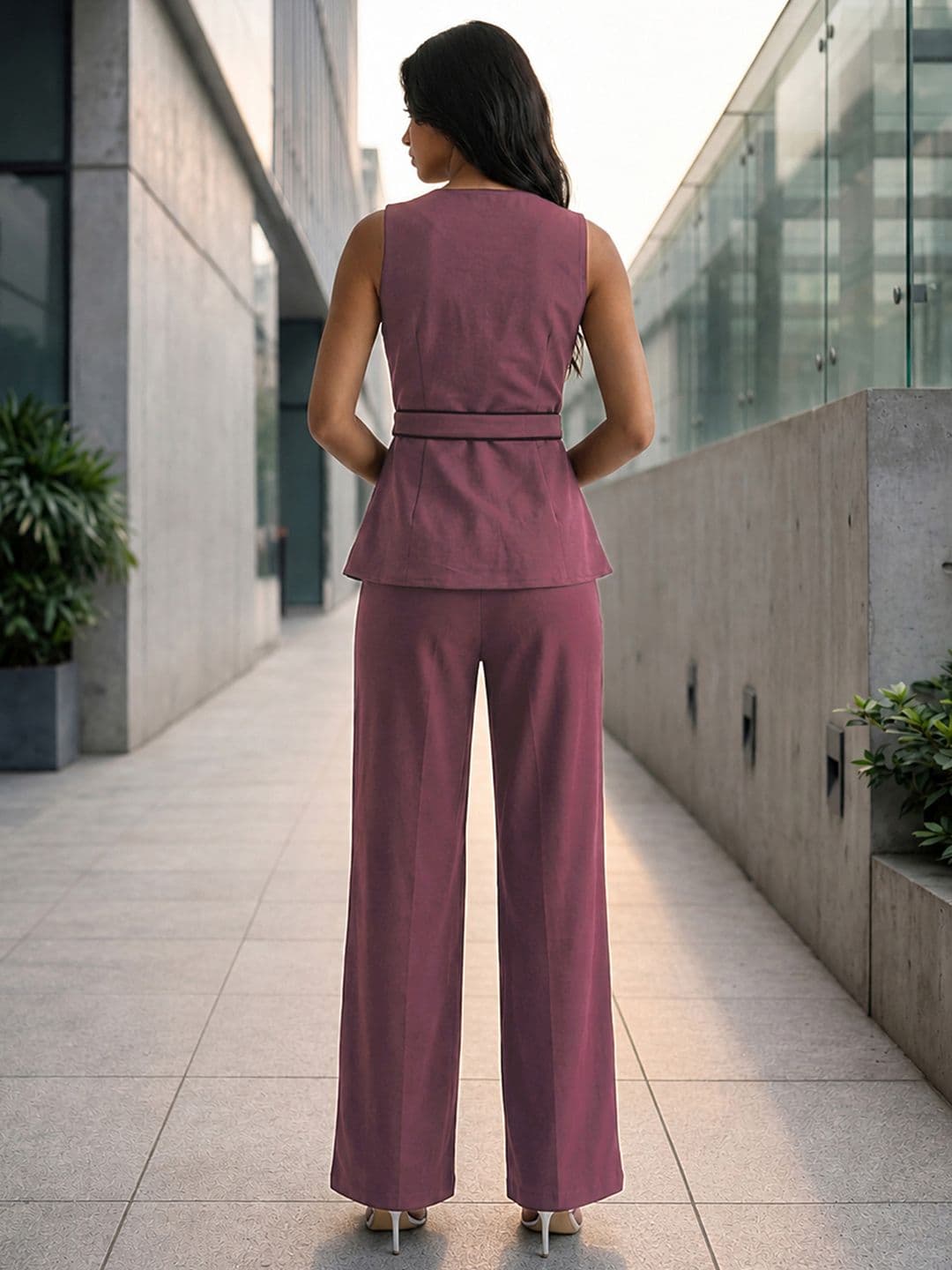 Selvia Sleeveless Round Neck Top with Trousers thumbnail 2