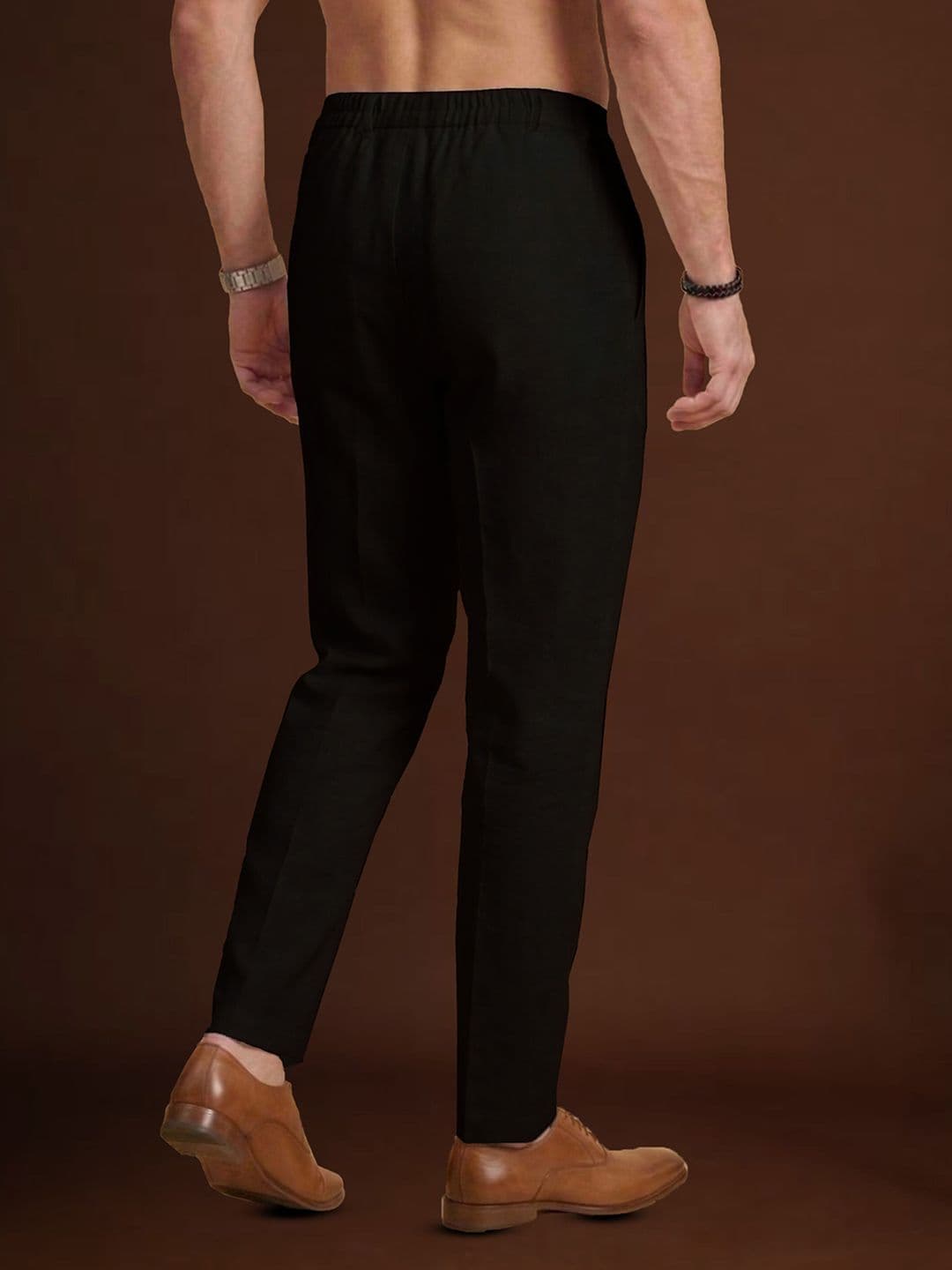 House of Pataudi Men Slim Fit Mid-Rise Silk Blend Casual Trousers thumbnail 2