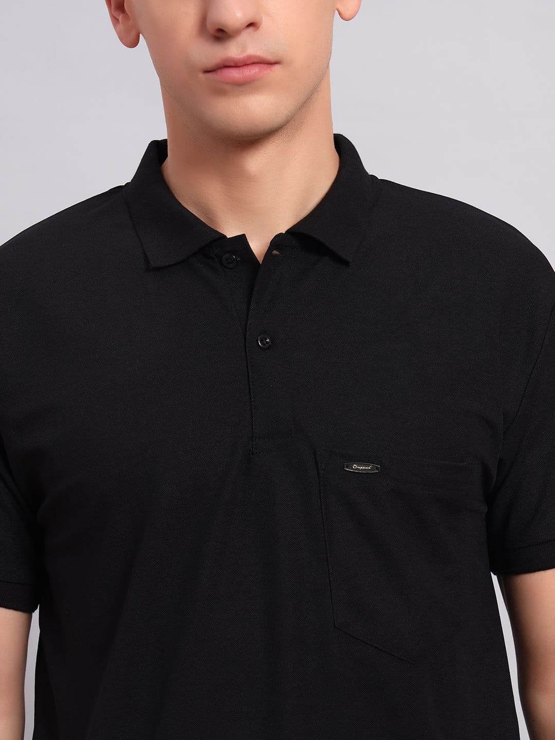 Resilience Black Polo Collar Regular Fit T-shirt thumbnail 3