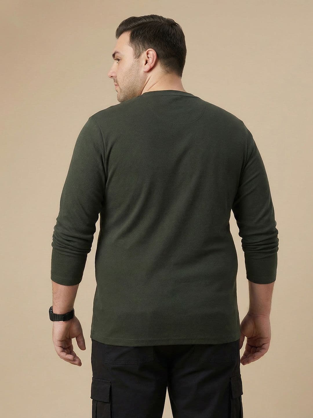 Sztori Plus Size Henley Neck Pure Cotton T-shirt thumbnail 7