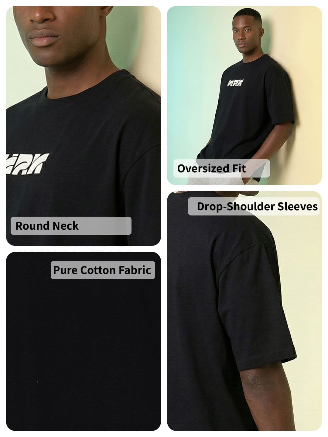 HRX by Hrithik Roshan Brand Logo Printed Pure Cotton Oversized T-shirt thumbnail 7