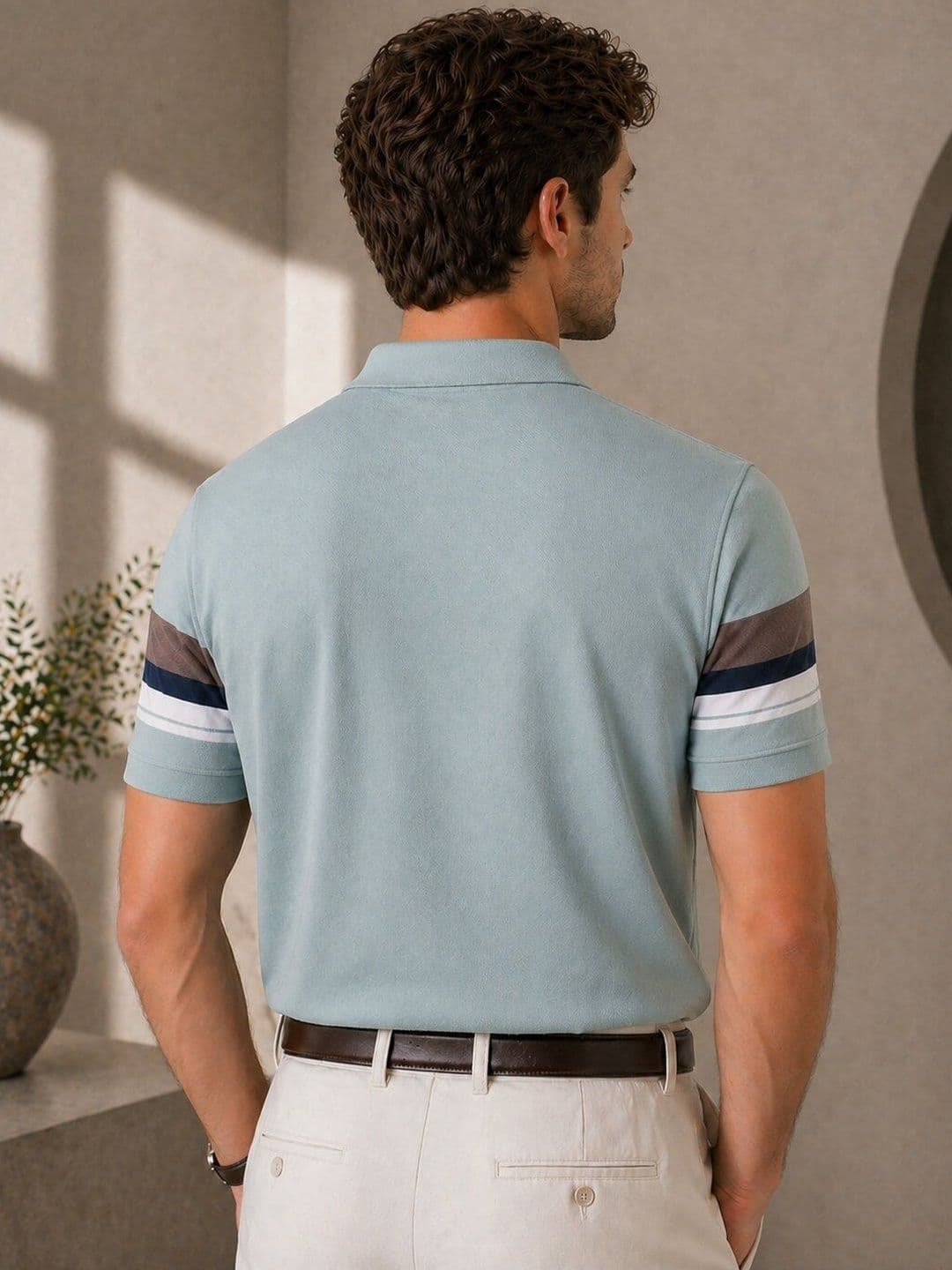 Mentor Men Striped Polo Collar T-shirt thumbnail 4