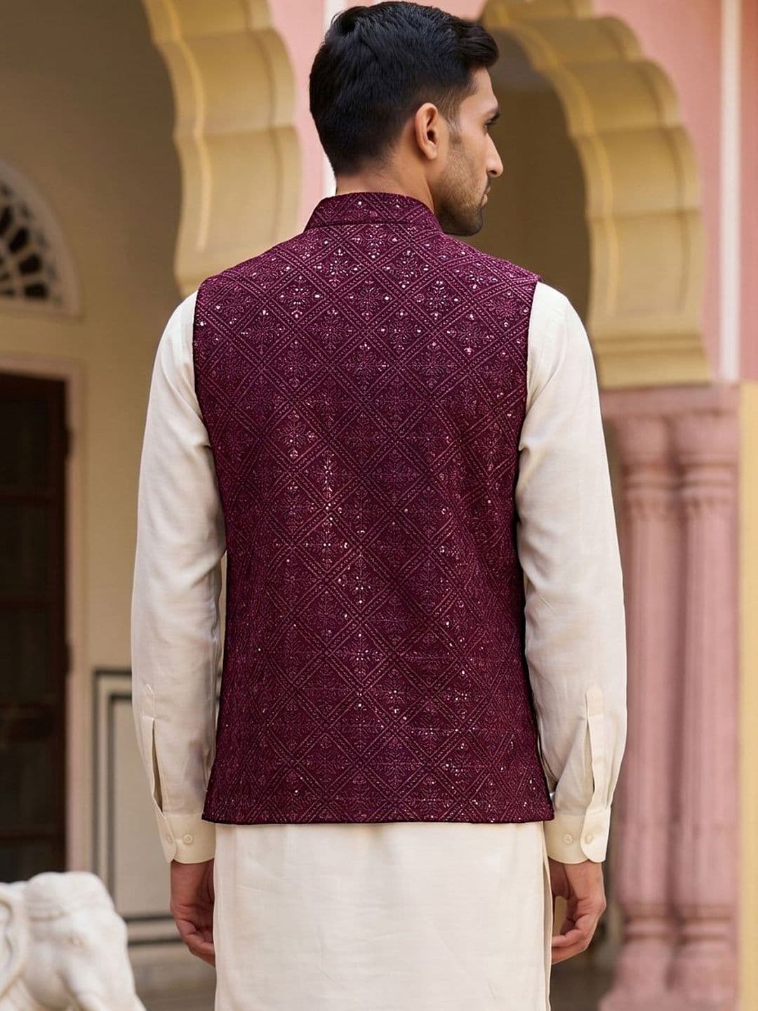 Jompers Printed Satin Nehru Jackets thumbnail 6