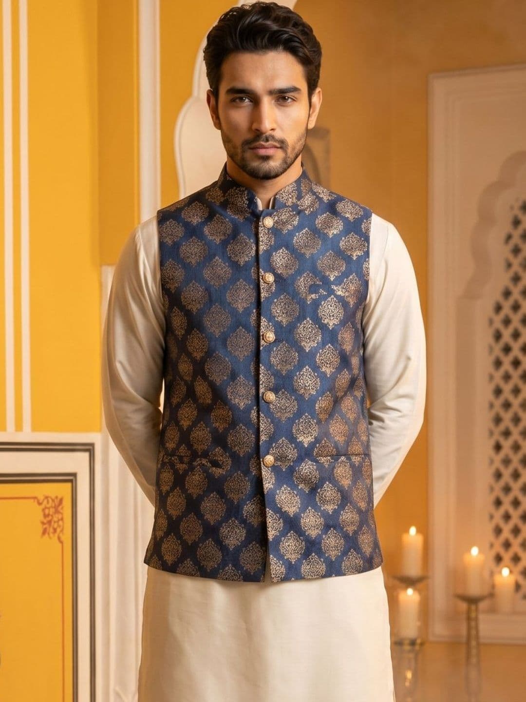 Jompers Printed Satin Nehru Jackets thumbnail 3