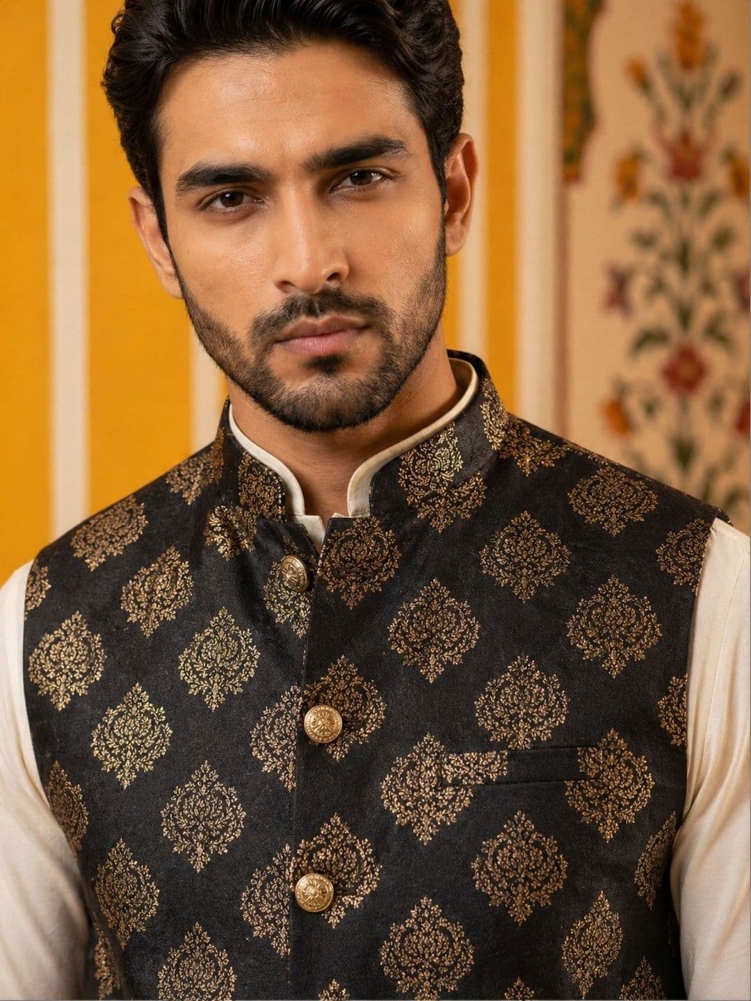Jompers Printed Satin Nehru Jackets thumbnail 2