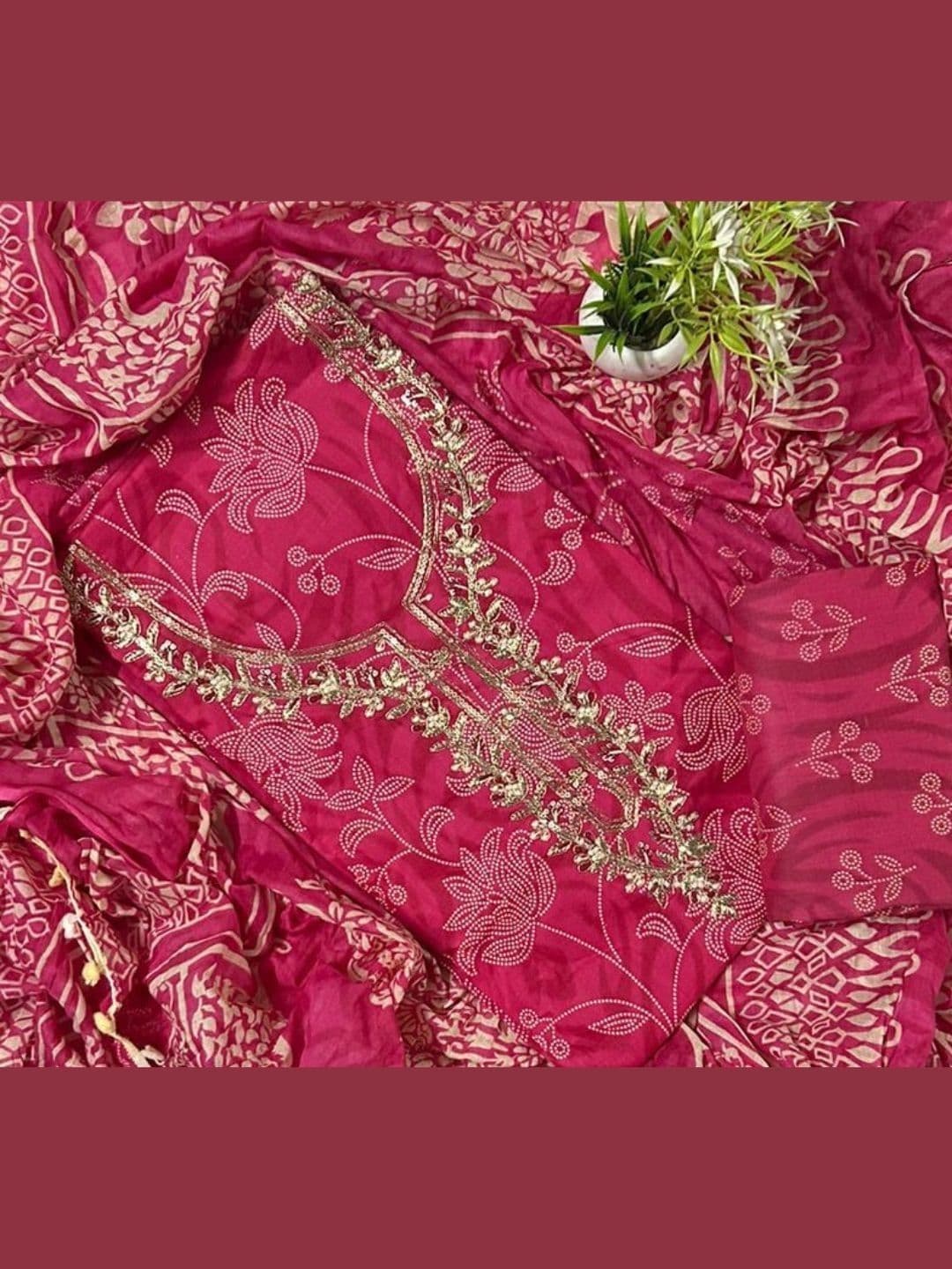 EJS Embroidered Pure Cotton Unstitched Pure Cotton Dress Material thumbnail 3
