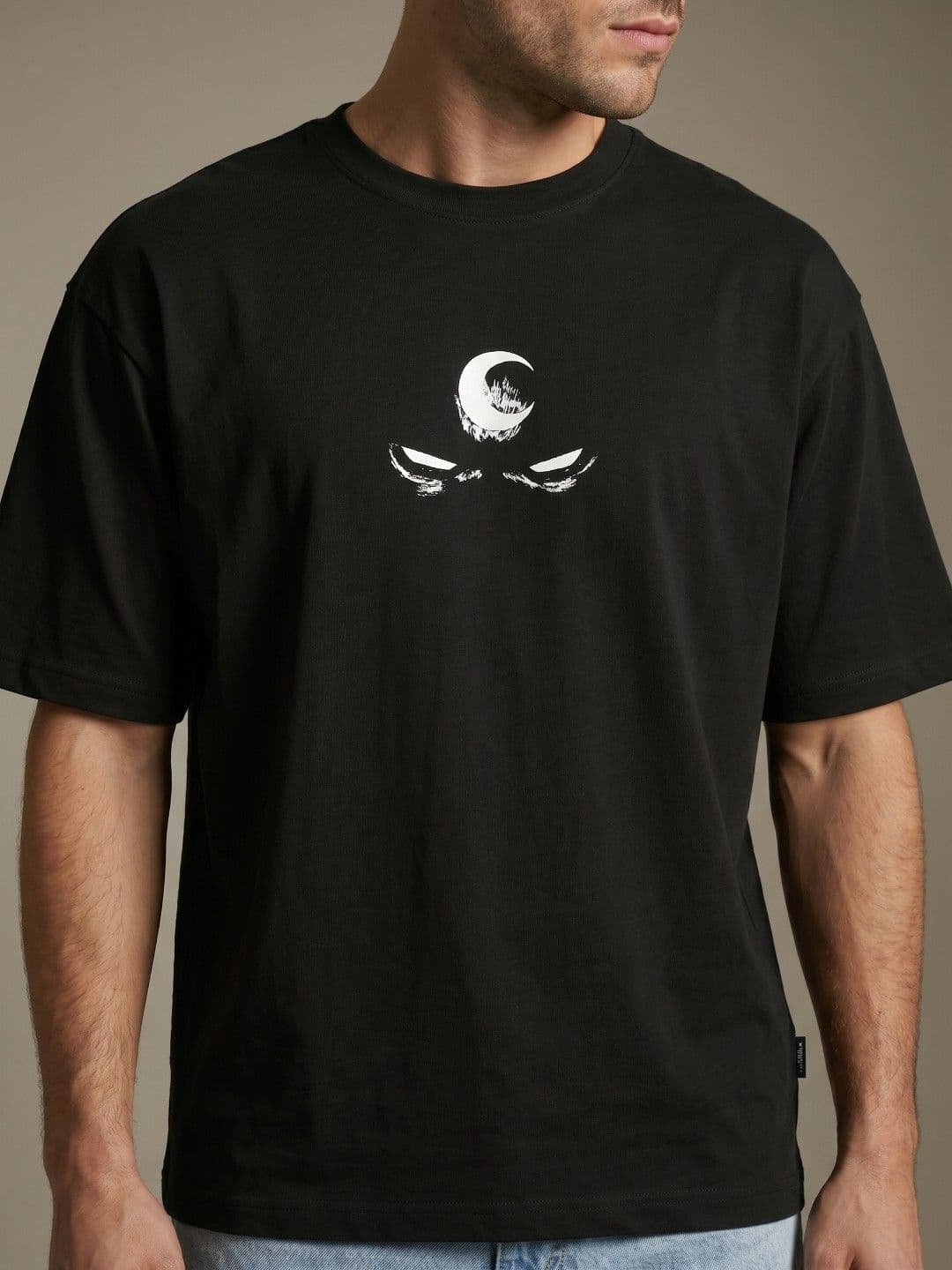 glitchez Moon Knight Printed Drop-Shoulder Sleeves Pure Cotton Relaxed Fit T-shirt thumbnail 3