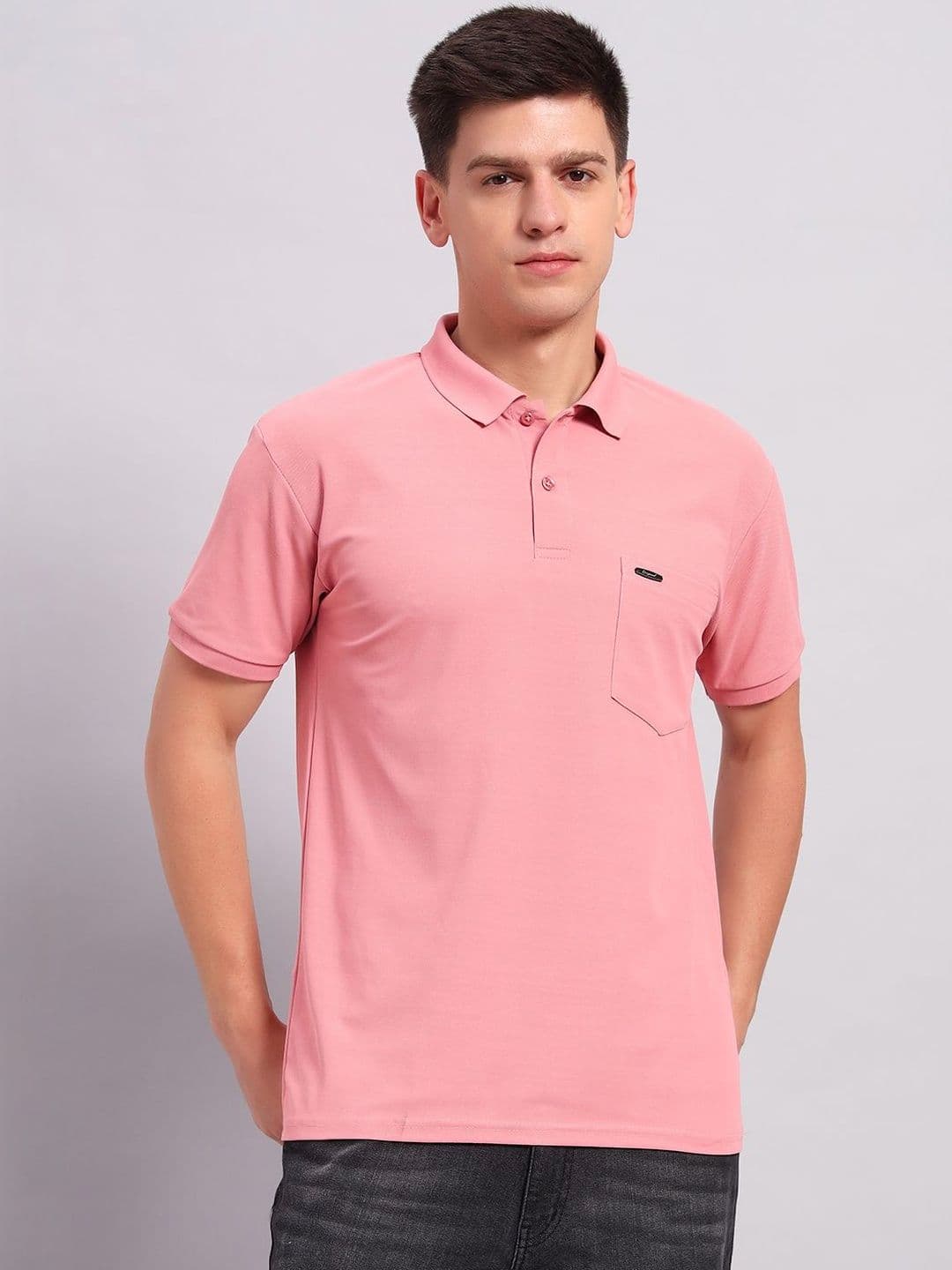 Resilience Pink Polo Collar Regular Fit T-shirt - view 1