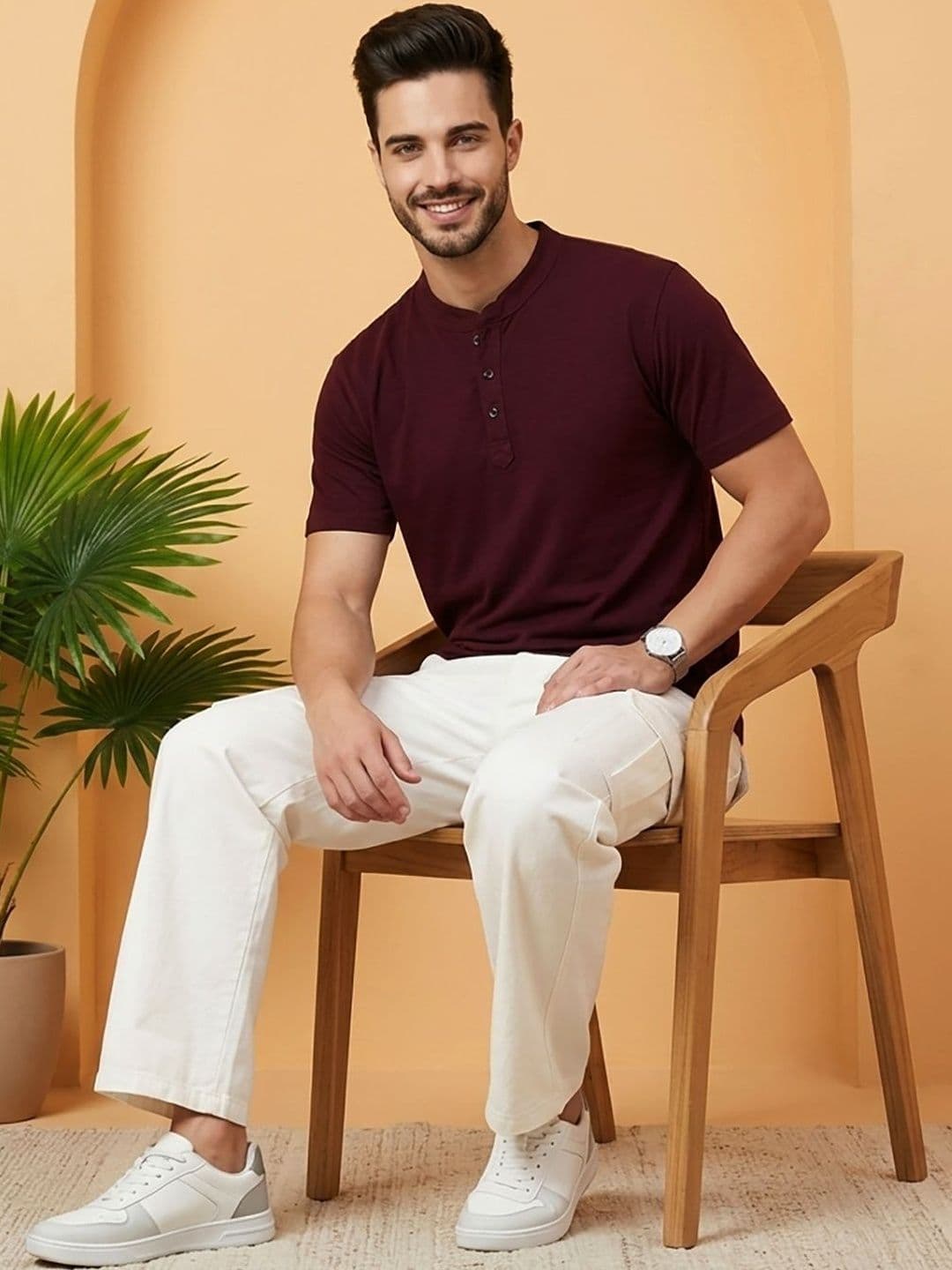 UNIBERRY JEANS Men Henley Neck T-shirt thumbnail 5