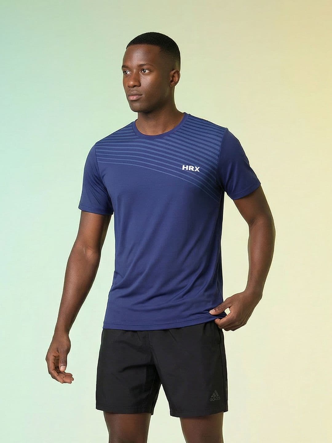 HRX by Hrithik Roshan Striped Rapid-Dry Training T-shirt thumbnail 6