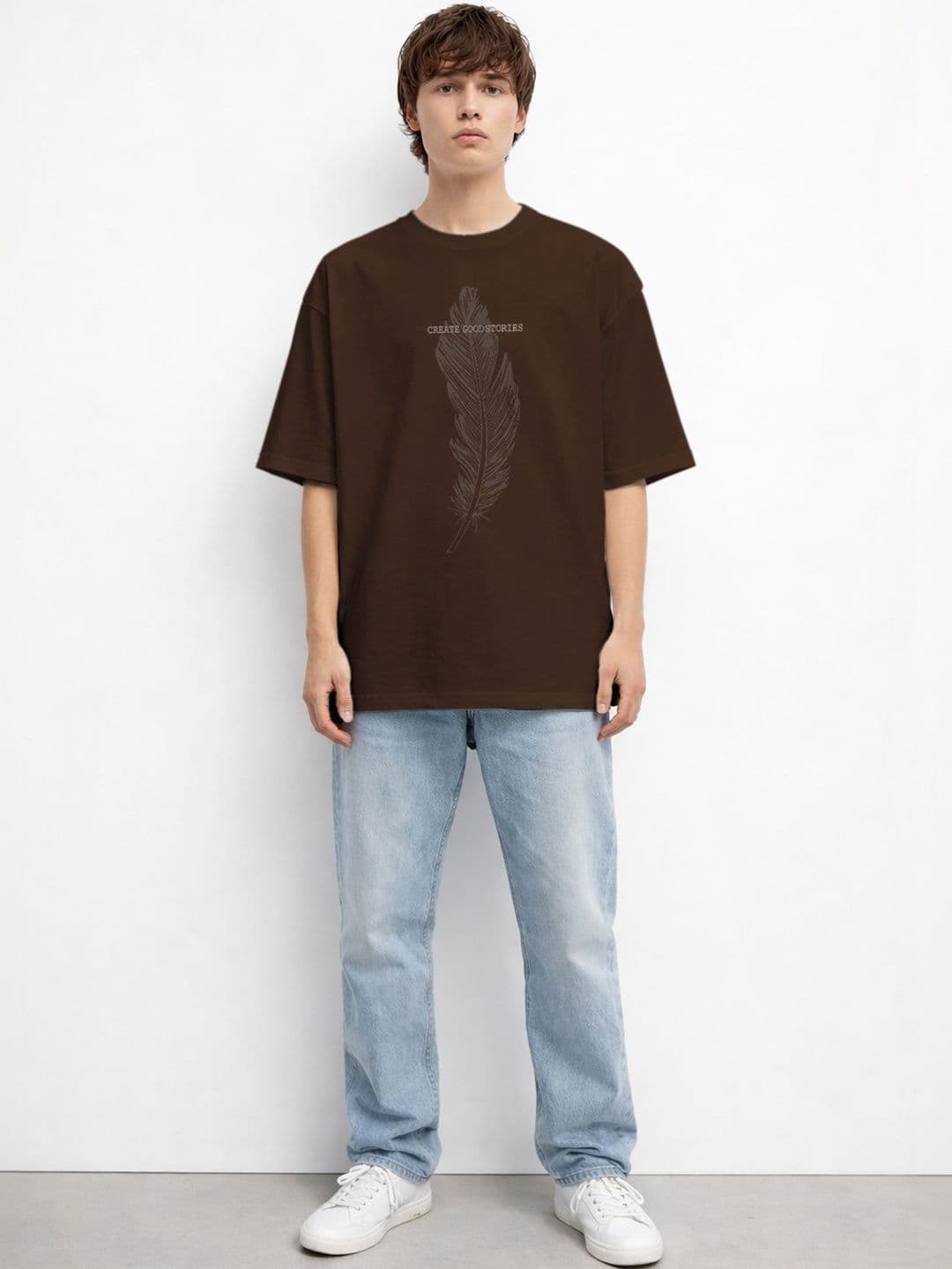 The Roadster Lifestyle Co Printed Organic Cotton Round Neck Oversized Tshirt thumbnail 4