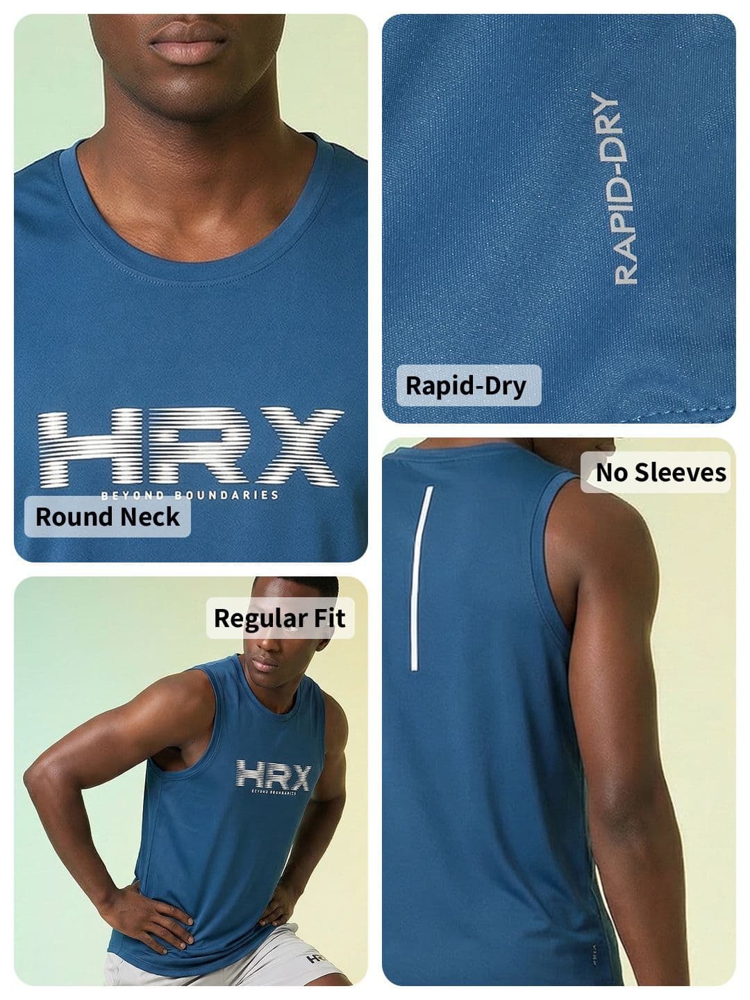 HRX by Hrithik Roshan Brand Logo Printed Rapid Dry Training T-shirt thumbnail 5