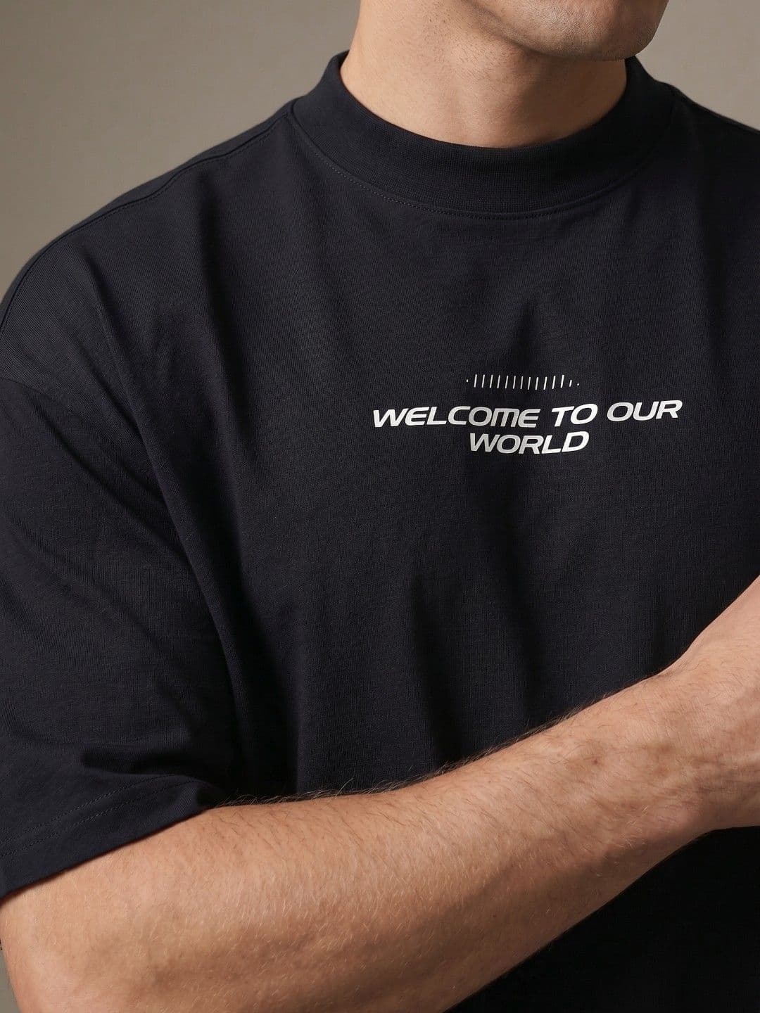 glitchez Welcome to Our World Graphic Printed Oversized Fit T-shirt thumbnail 4