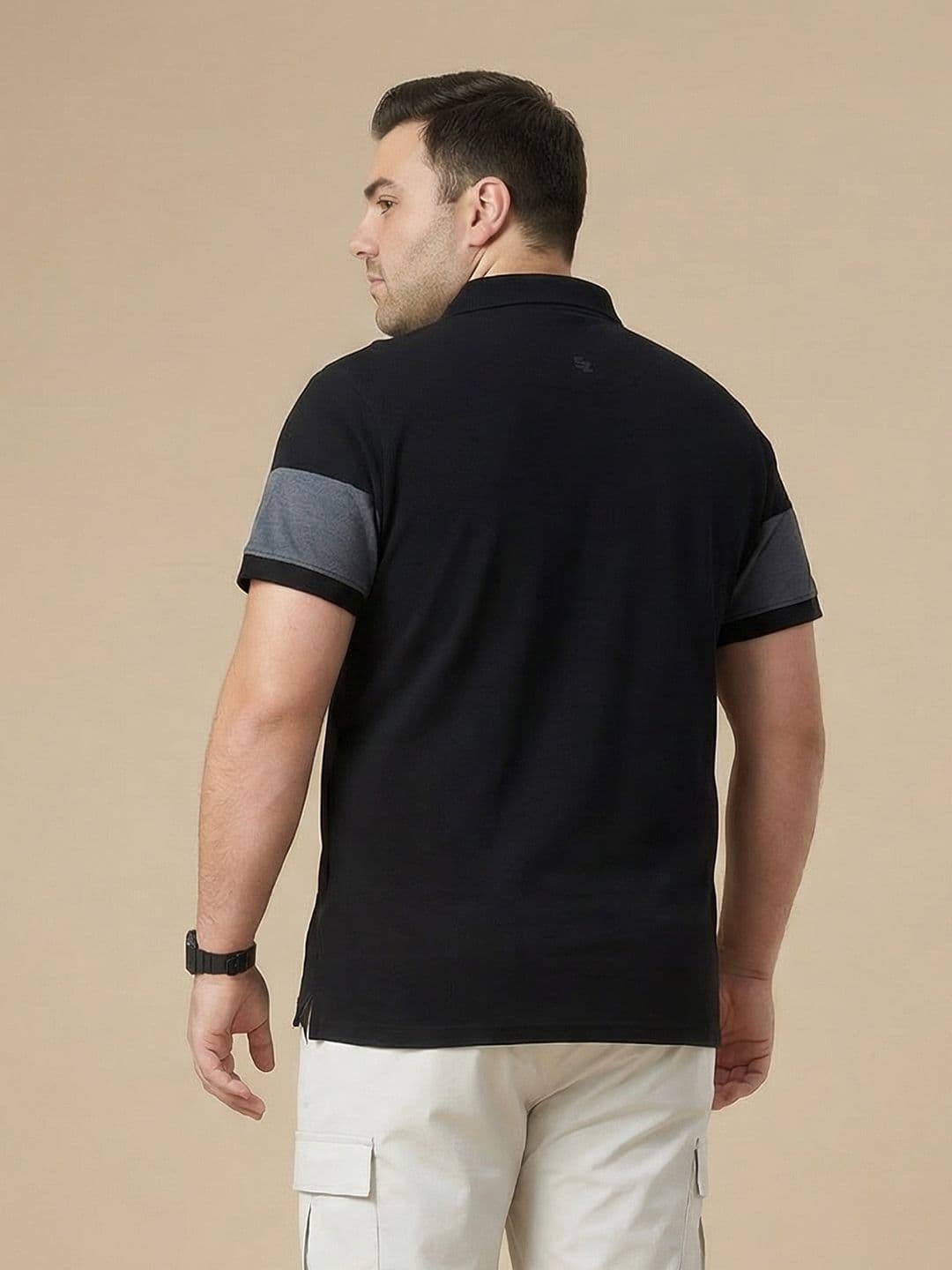 Sztori Plus Size Striped Polo Collar T-shirt thumbnail 3