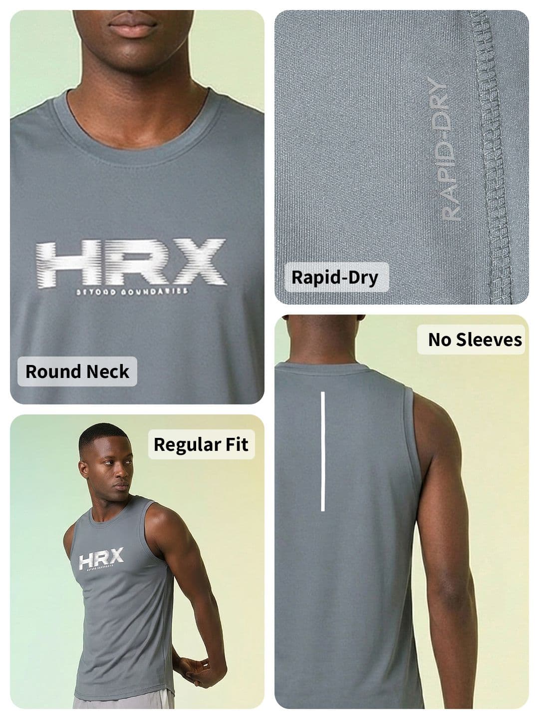 HRX by Hrithik Roshan Brand Logo Printed Rapid Dry Training T-shirt thumbnail 7