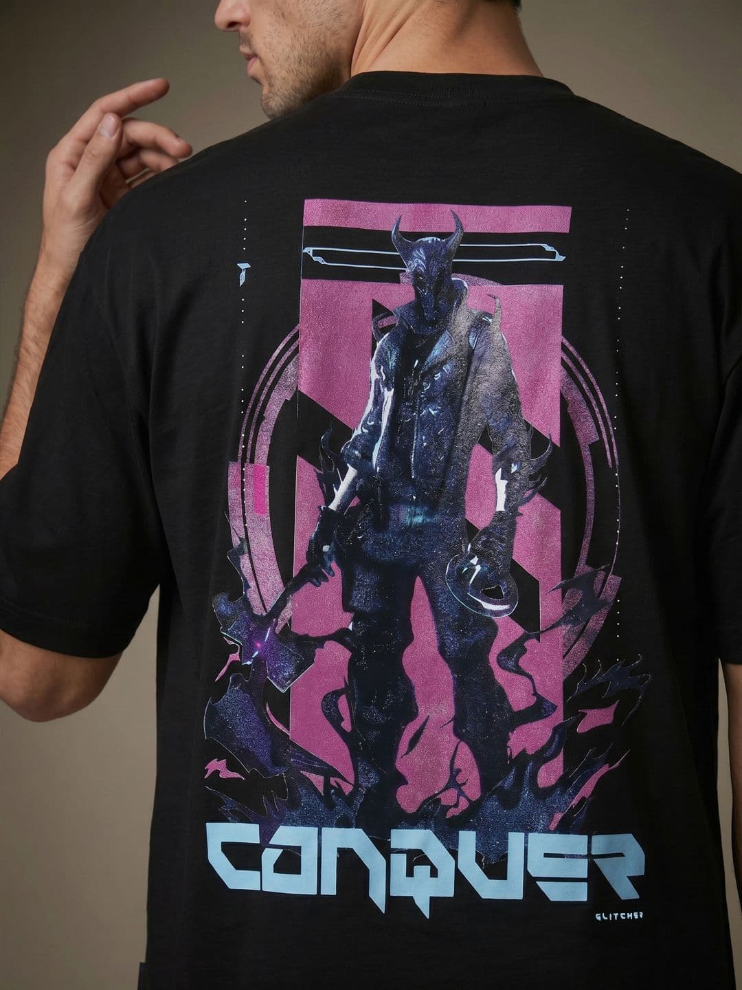 Glitchez Graphic Printed Oversized Fit T-shirt thumbnail 3