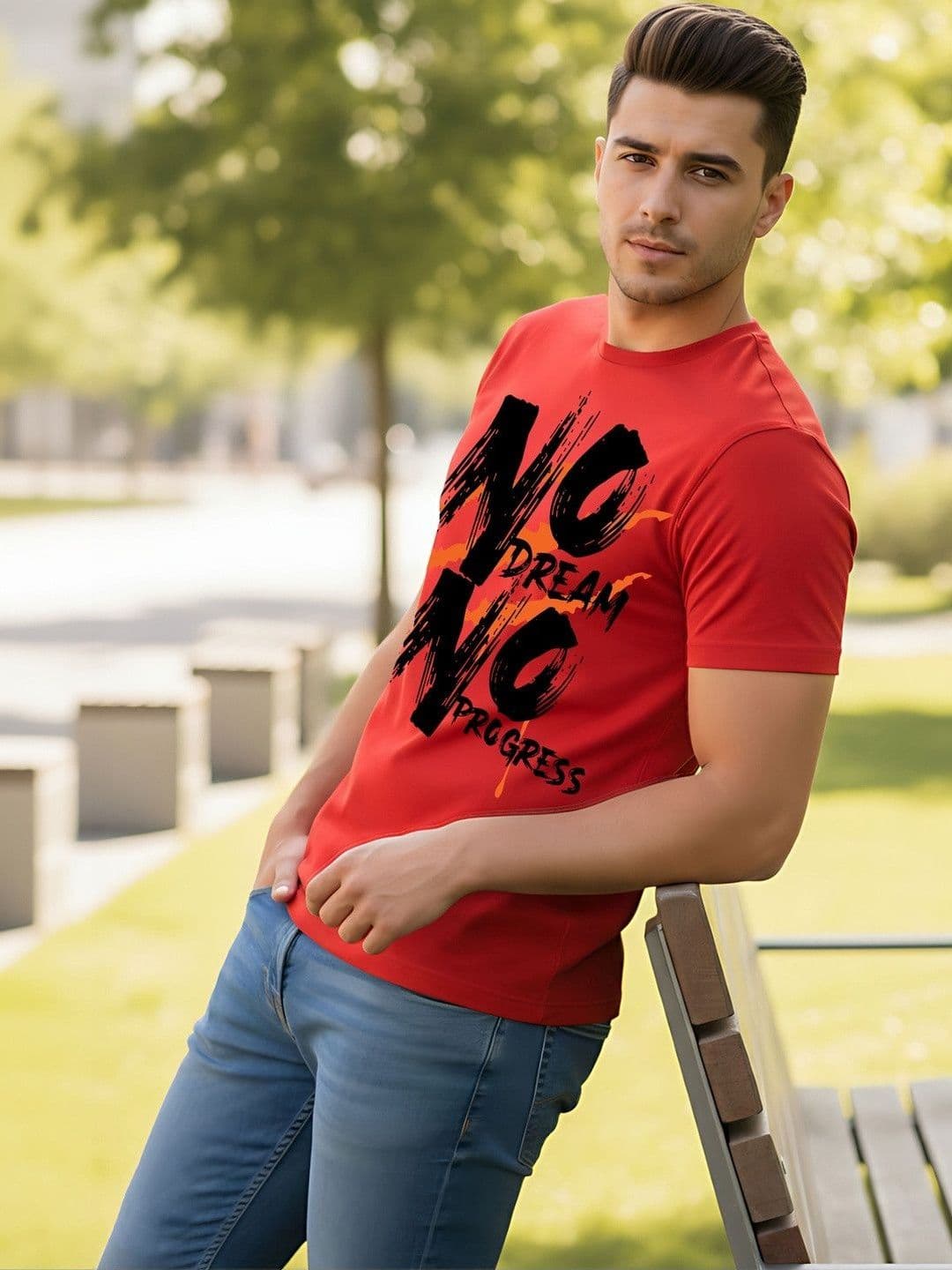 SYMBLANCE Men Typography Printed T-shirt thumbnail 5
