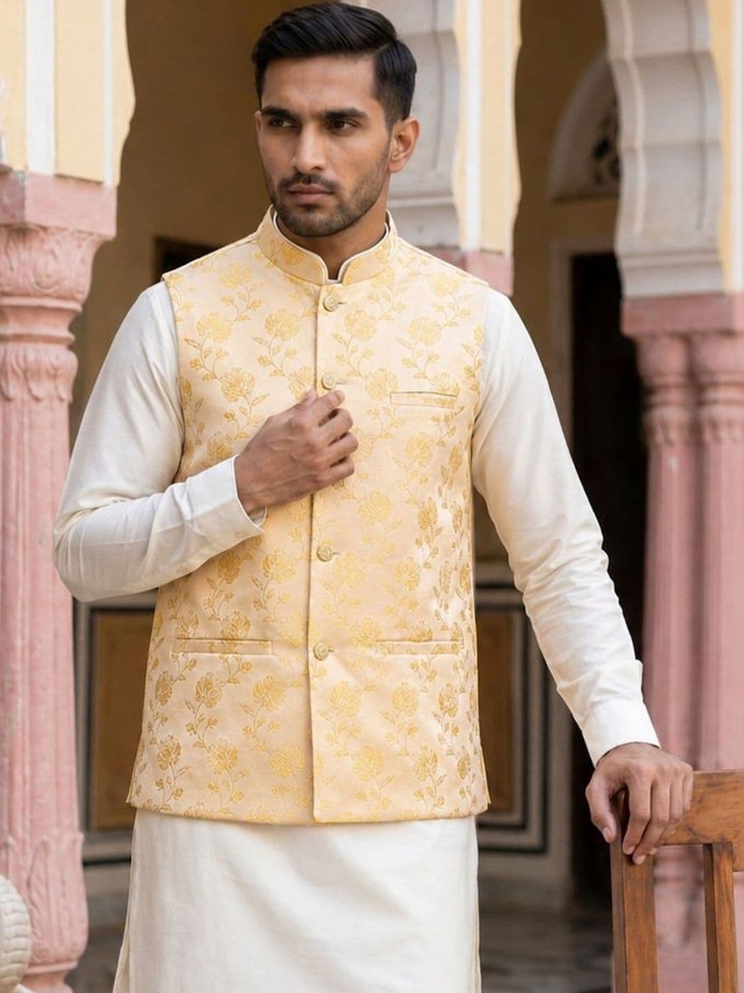 Jompers Printed Satin Nehru Jackets thumbnail 5
