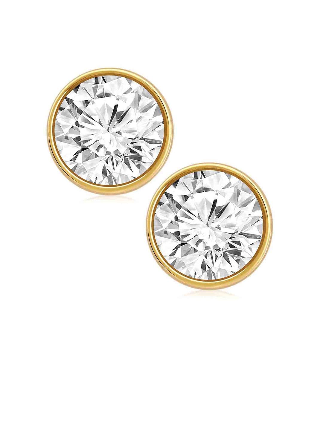 Peora Gold-Plated Stainless Steel Cubic Zirconia Contemporary Studs Earrings thumbnail 6
