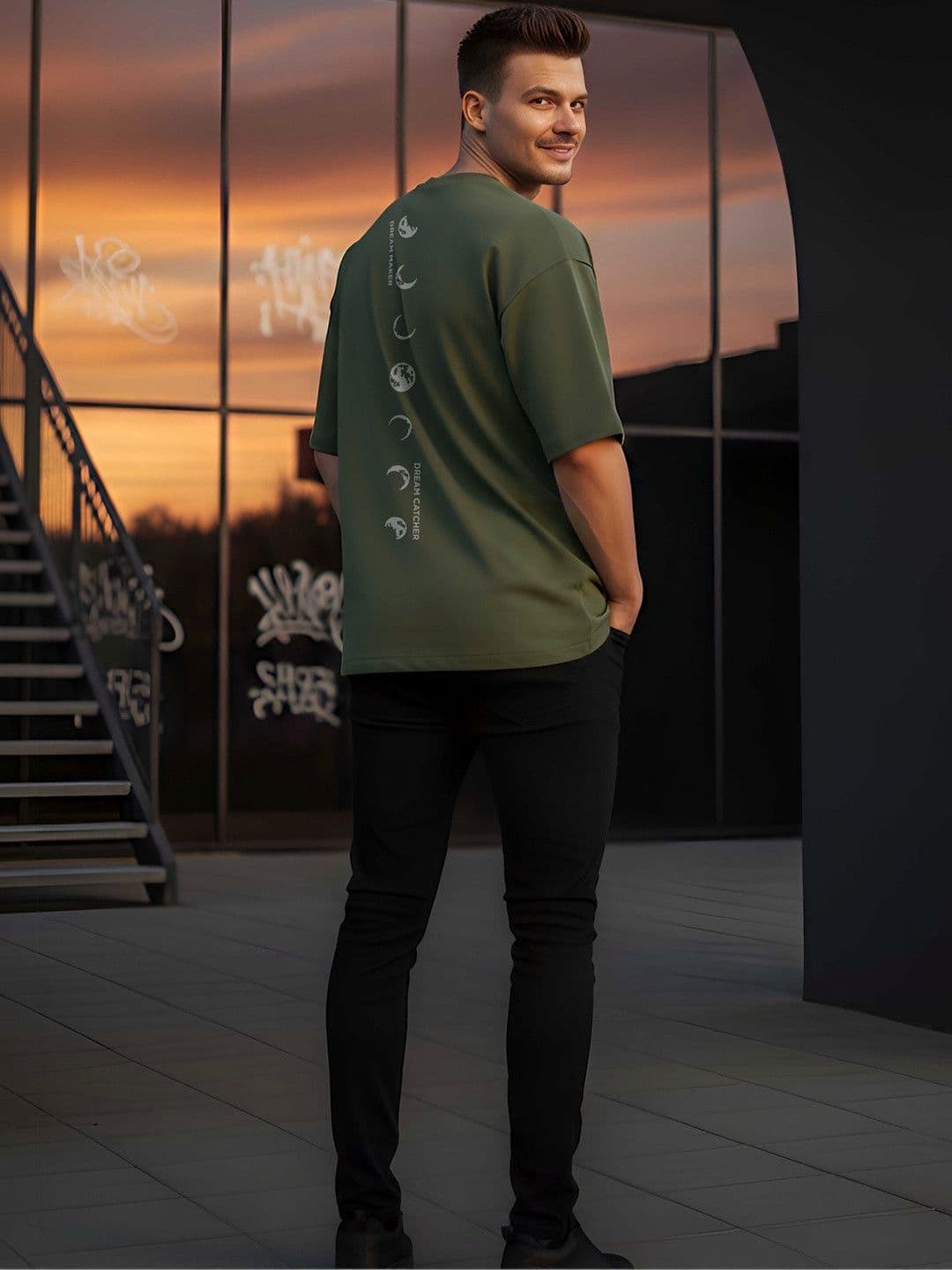 SYMBLANCE Men Printed Drop-Shoulder Sleeves T-shirt thumbnail 4