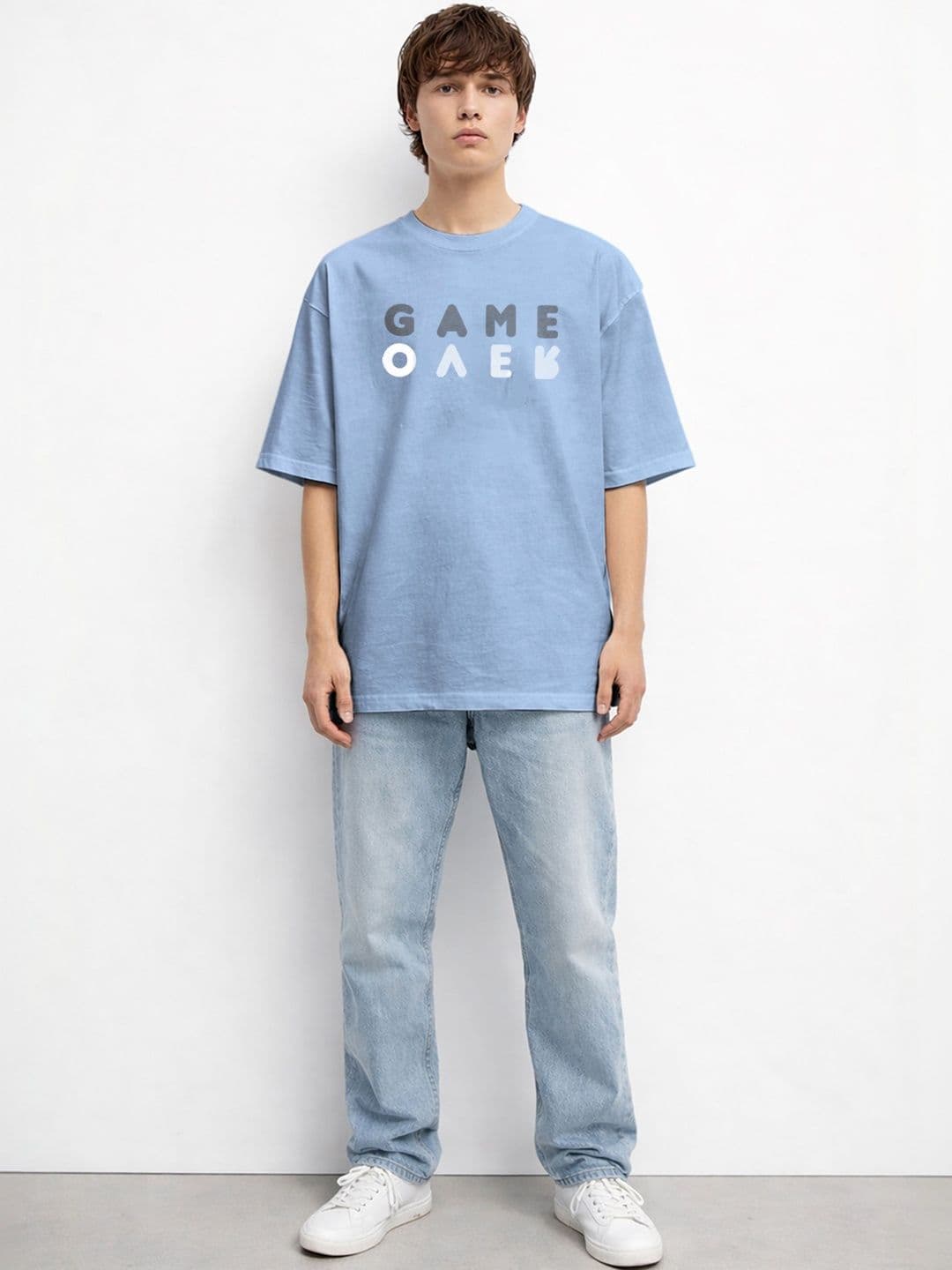 The Roadster Lifestyle Co Printed Organic Cotton Round Neck Oversized Tshirt thumbnail 4