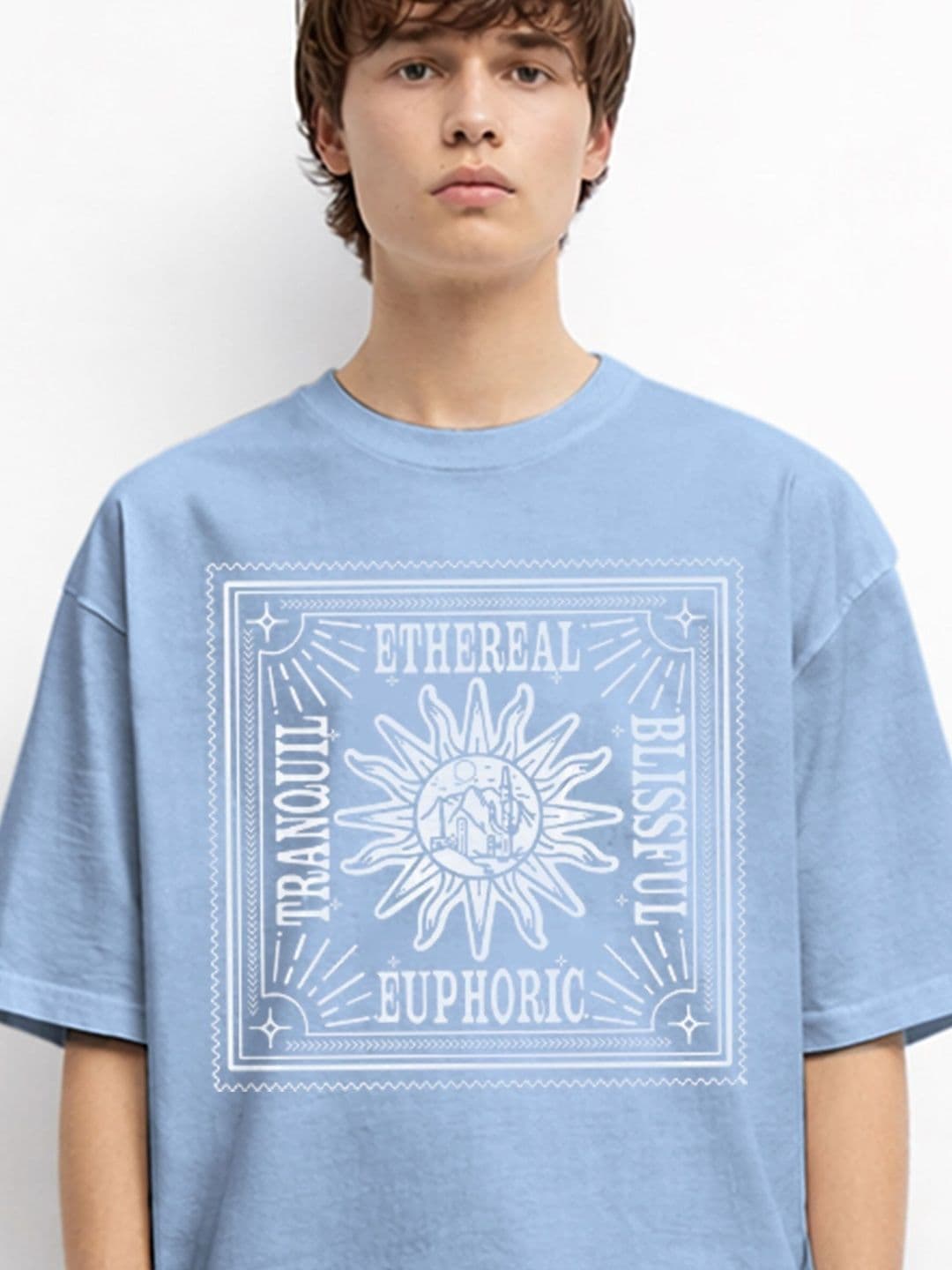 The Roadster Lifestyle Co Printed Organic Cotton Round Neck Oversized Tshirts thumbnail 3