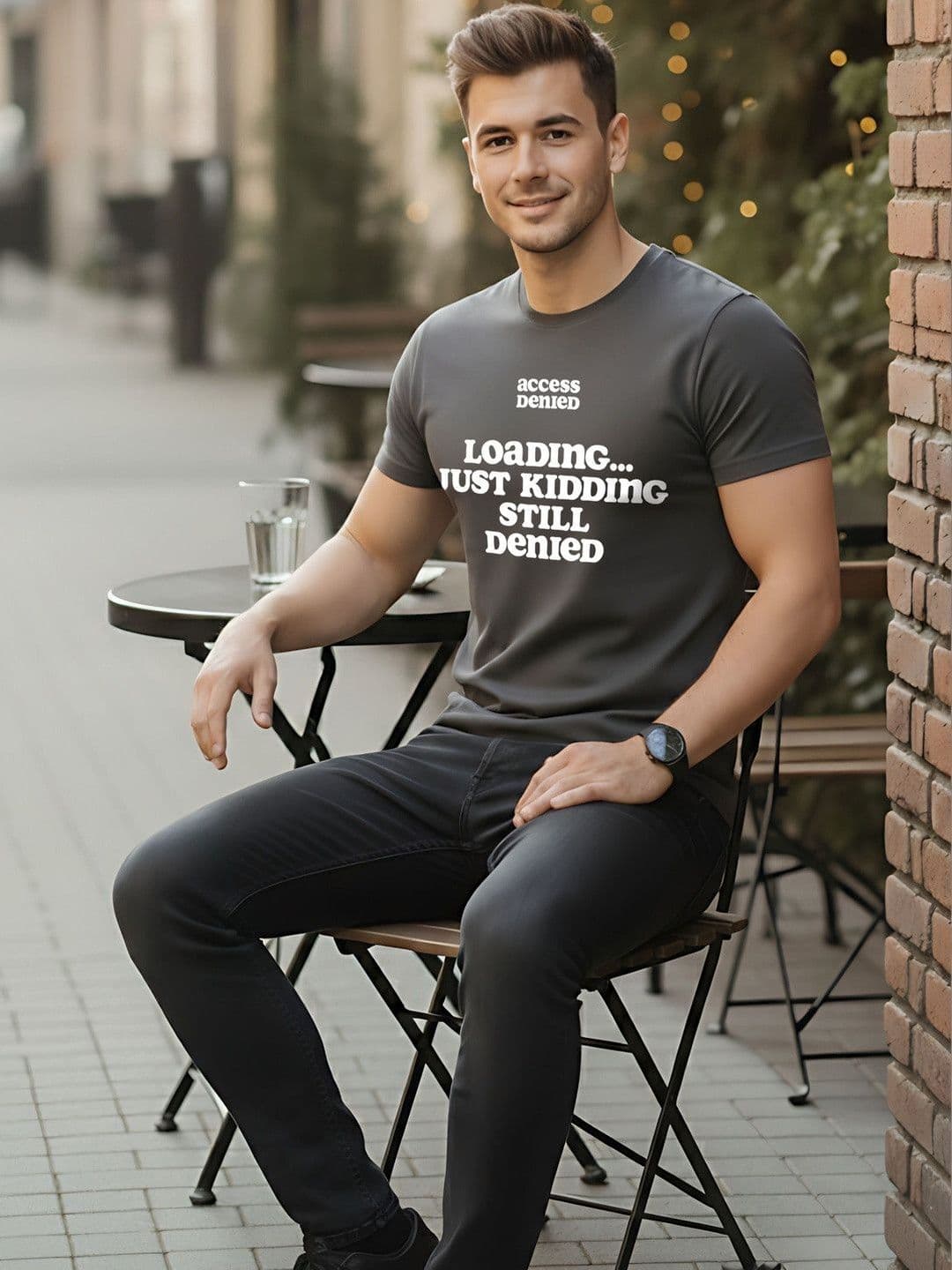 SYMBLANCE Men Typography Printed T-shirt thumbnail 3